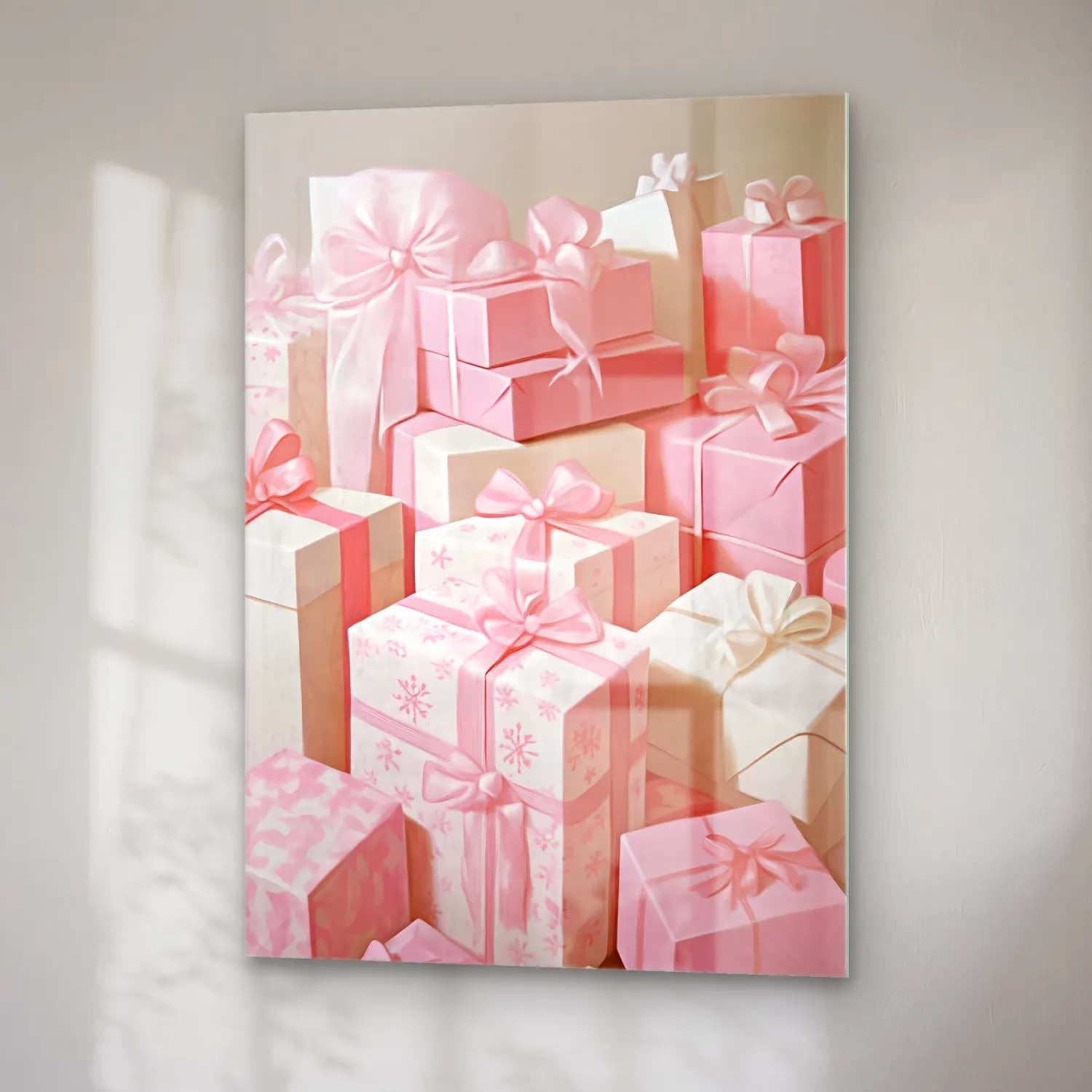 Pastel Hediye Paketleri No. 7 cam tablo — sağ açıdan görünüm