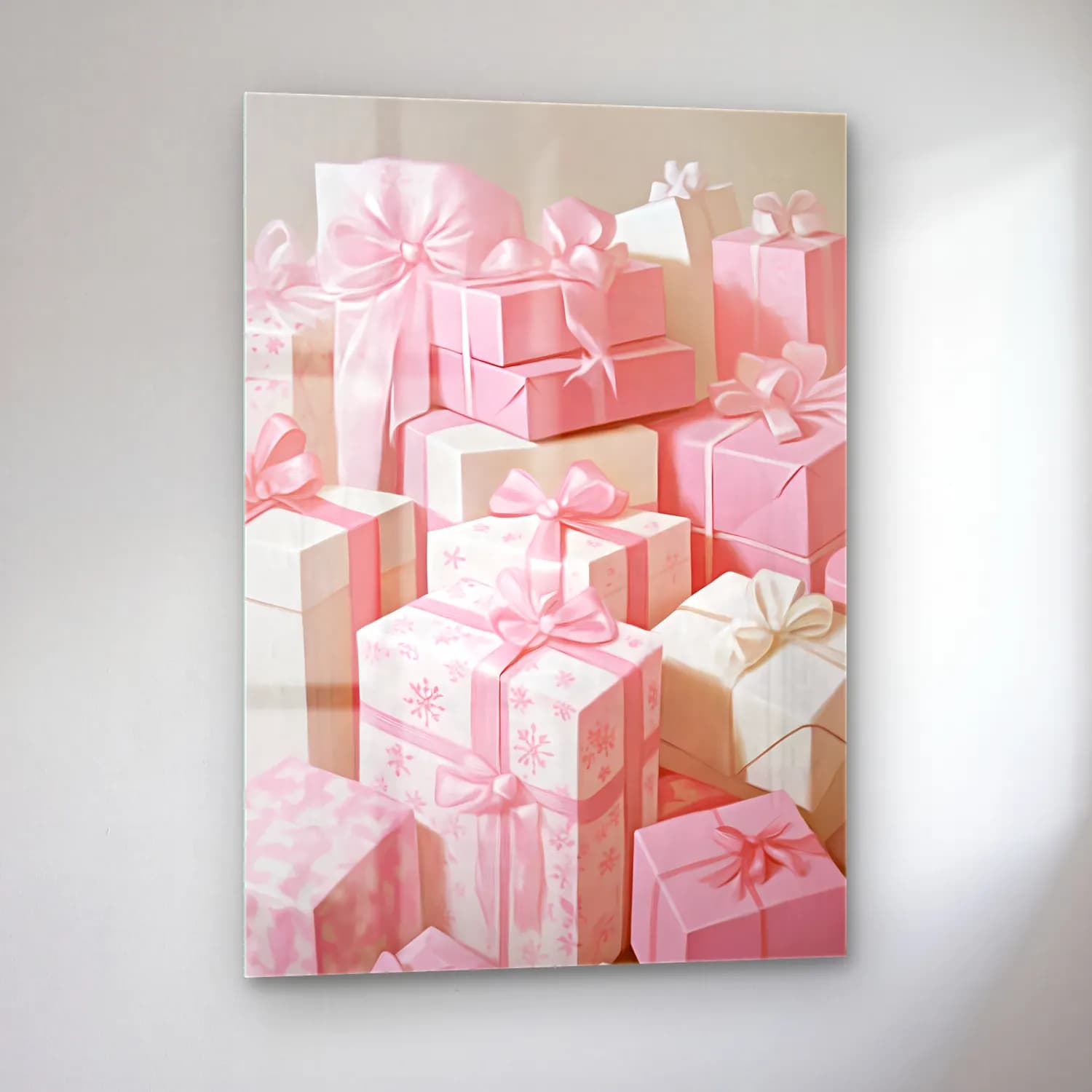 Pastel Hediye Paketleri No. 7 cam tablo — sol açıdan görünüm