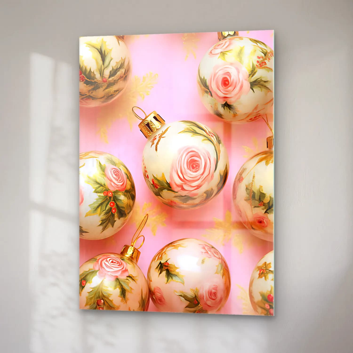 Pastel Yılbaşı Süsleri No. 15 cam tablo — sağ açıdan görünüm