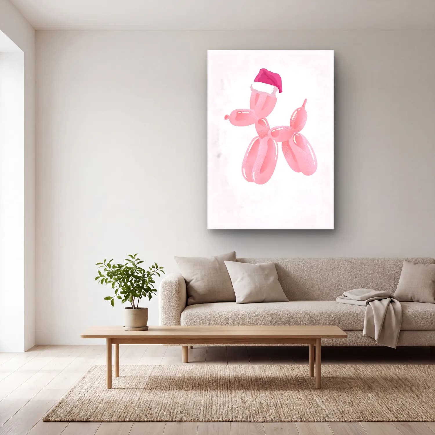 Sevimli İllüstrasyon Noel Baba – Pembe Tonlar cam tablo — açık renk salonda