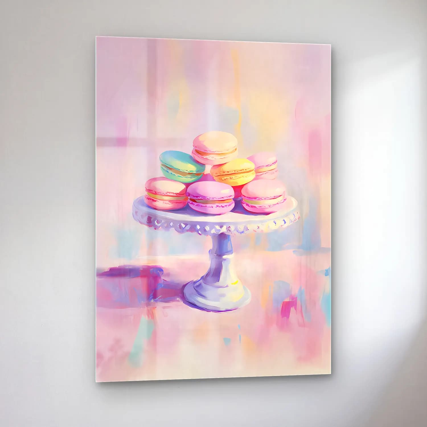 Pastel Tatlılar No. 7 cam tablo — sol açıdan görünüm
