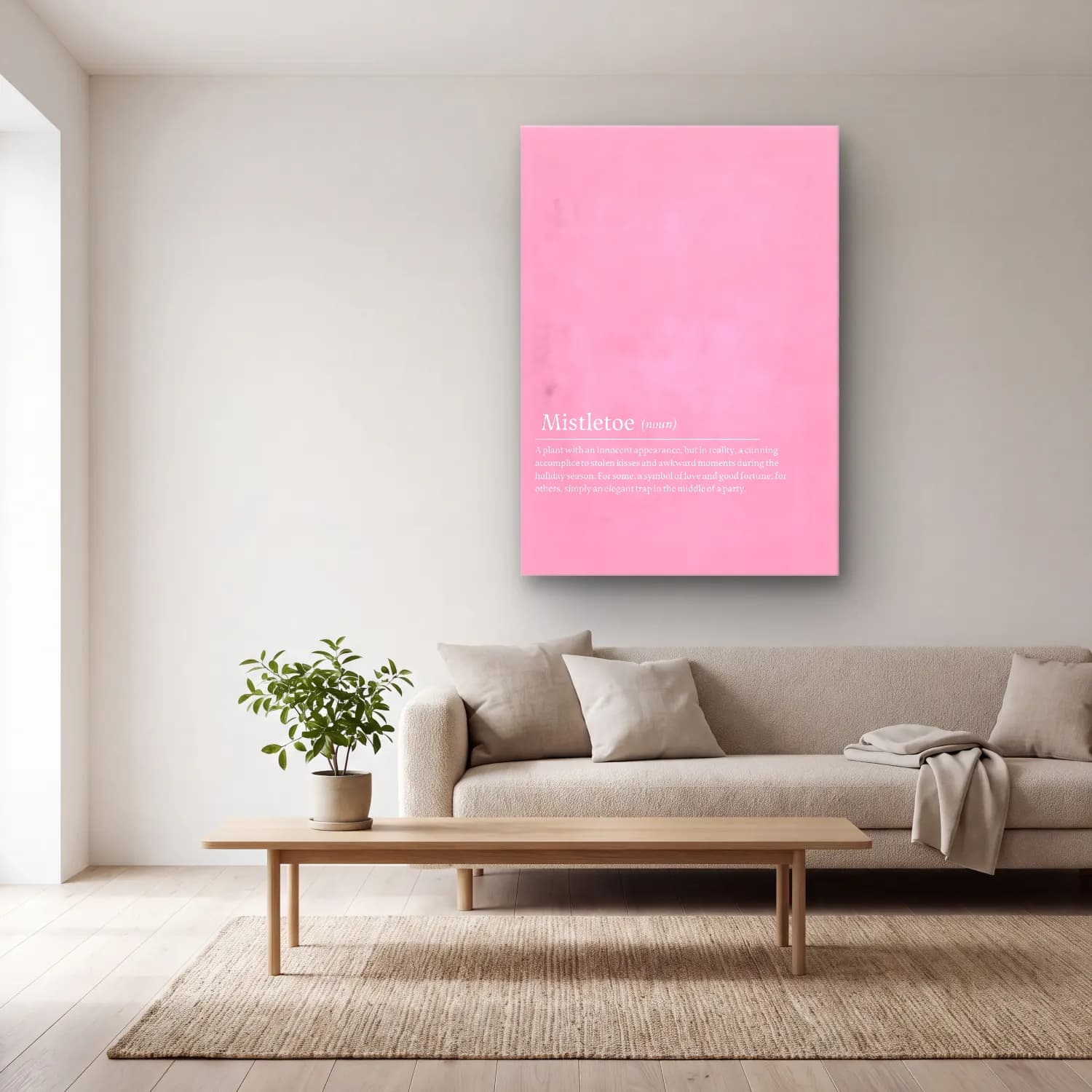 Pastel Yılbaşı Ağacı No. 16 cam tablo — açık renk salonda