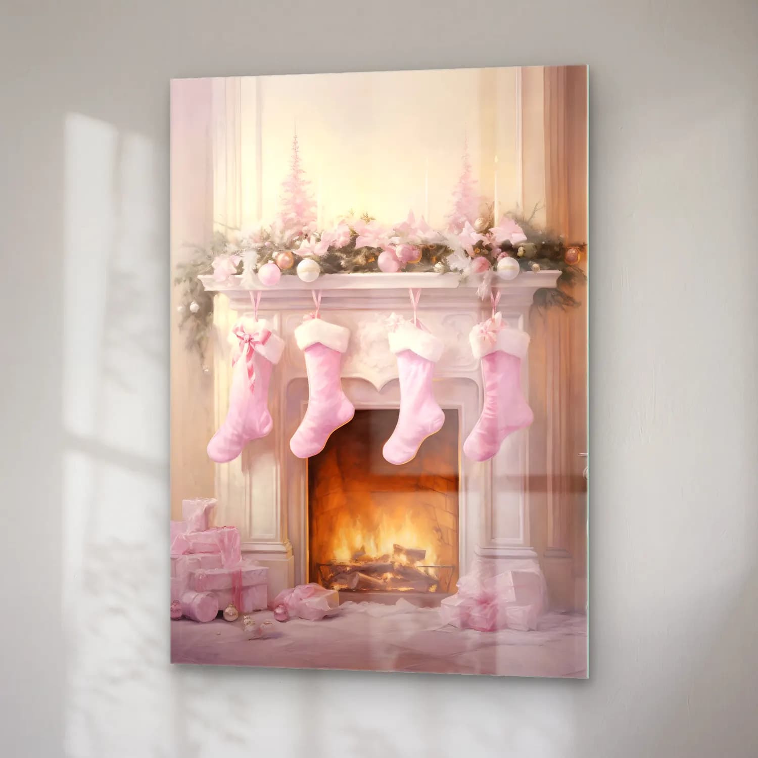 Pastel Yılbaşı Süsleri No. 16 cam tablo — sağ açıdan görünüm
