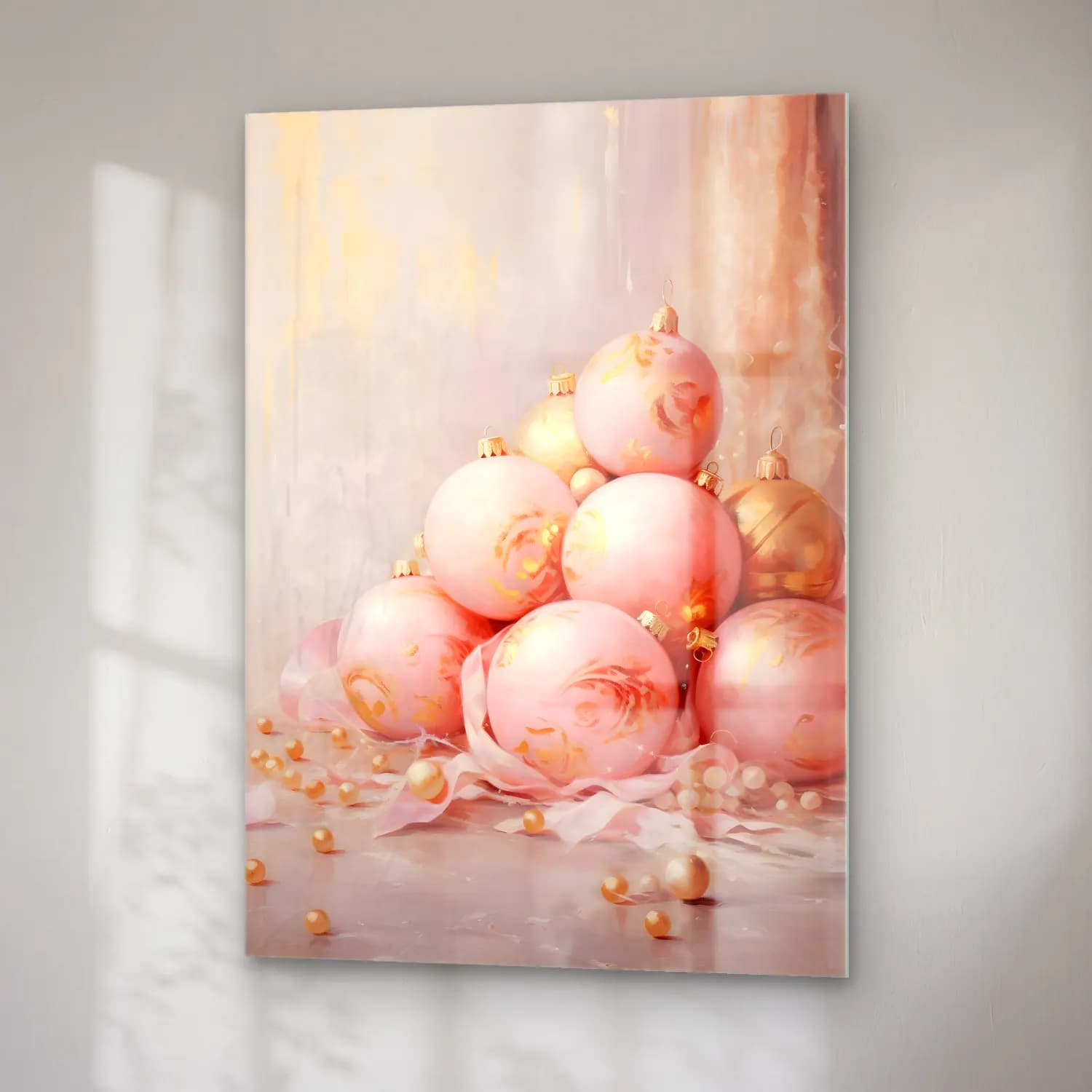 Pastel Yılbaşı Süsleri No. 17 cam tablo — sağ açıdan görünüm