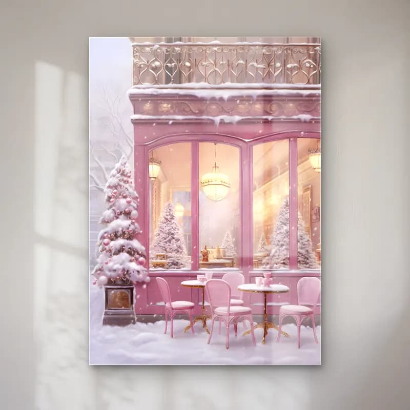 Pastel Kafeli Avrupa Sokağı No. 3 cam tablo — Pastel Kafeli Avrupa Sokağı No. 3 — pastel kafeli avrupa sokağı