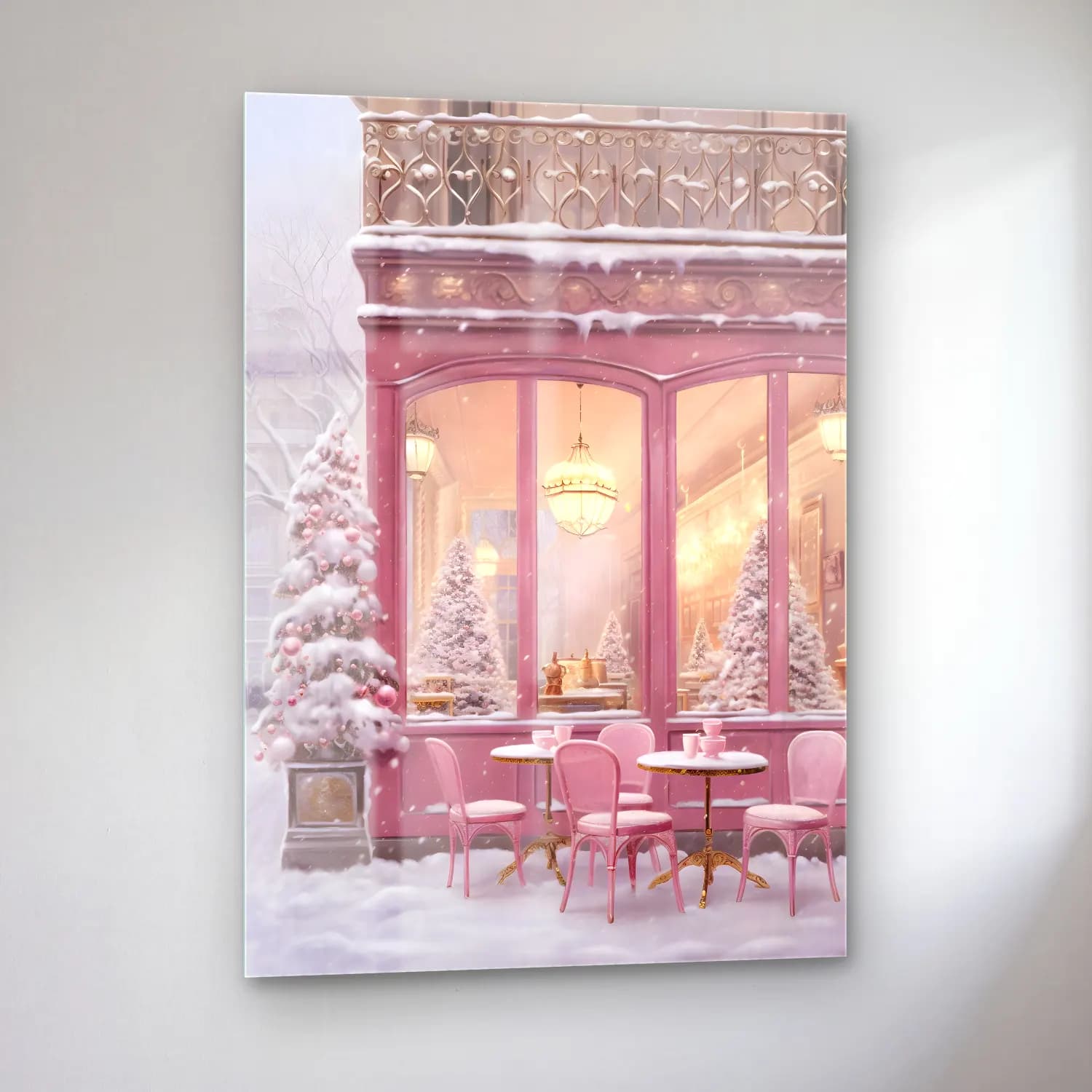 Pastel Kafeli Avrupa Sokağı No. 3 cam tablo — sol açıdan görünüm