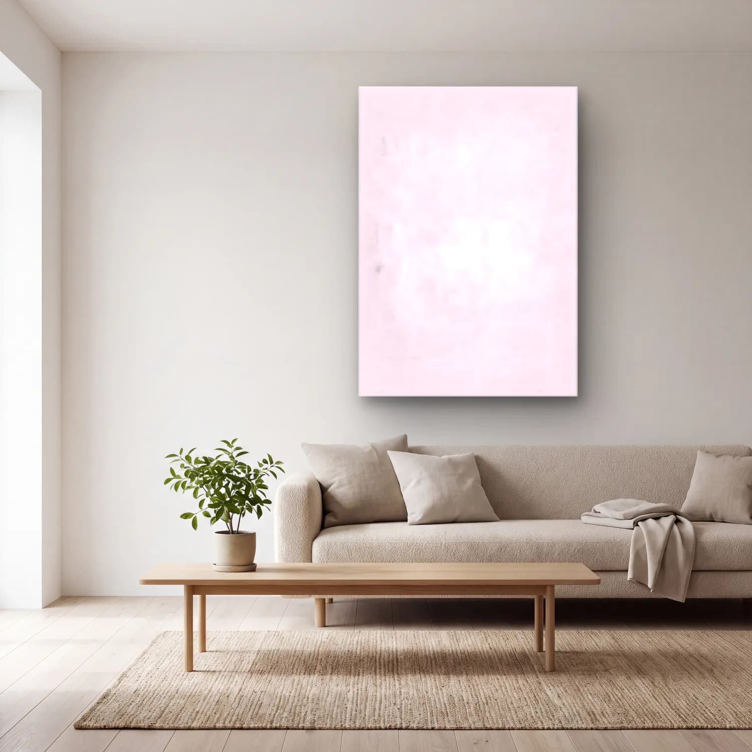 Çizgi Sanatı Renk Alanları – Pembe Tonlar cam tablo — açık renk salonda
