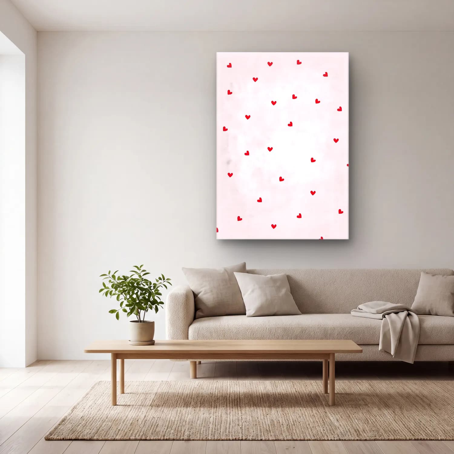 Pastel Çiçek Deseni No. 37 cam tablo — açık renk salonda