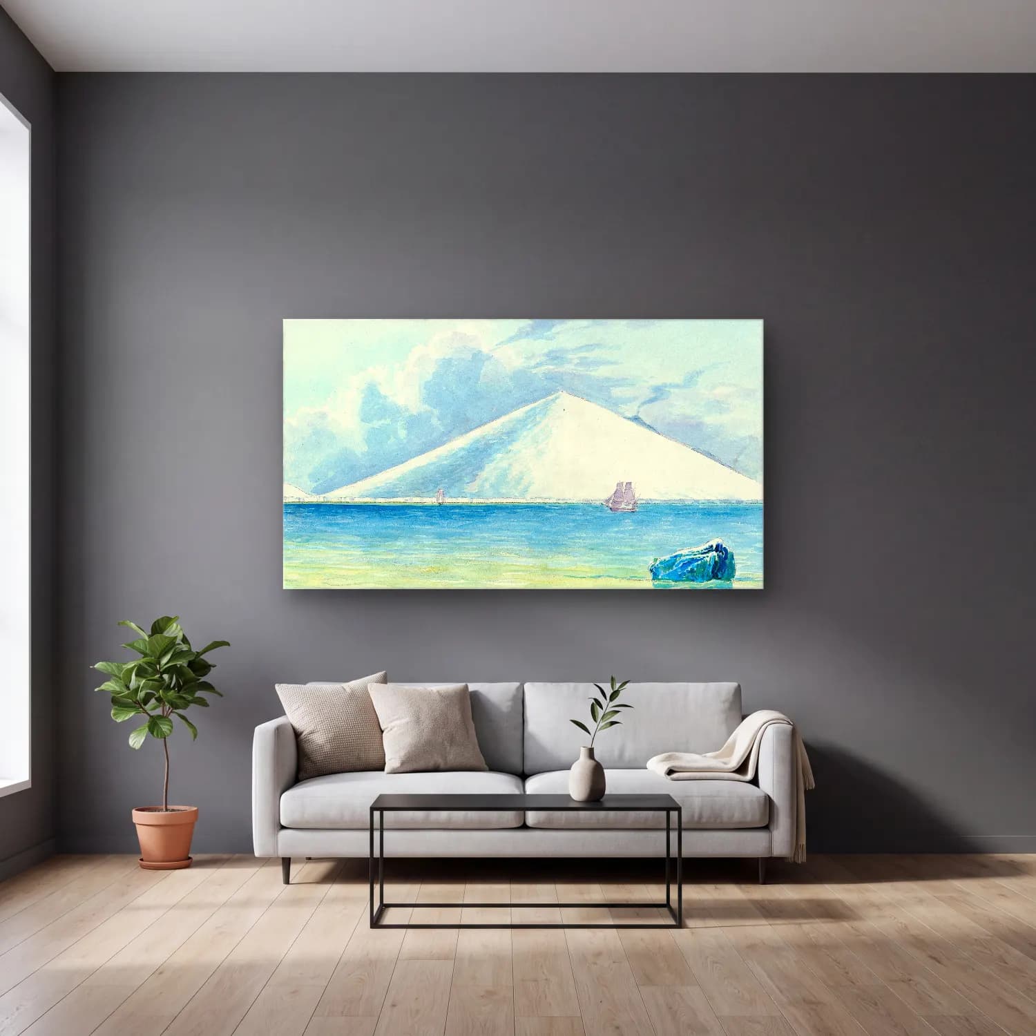 Charles Hamilton Smith – Burnett Inlet, Barrow Strait cam tablo — gri duvarlı salonda