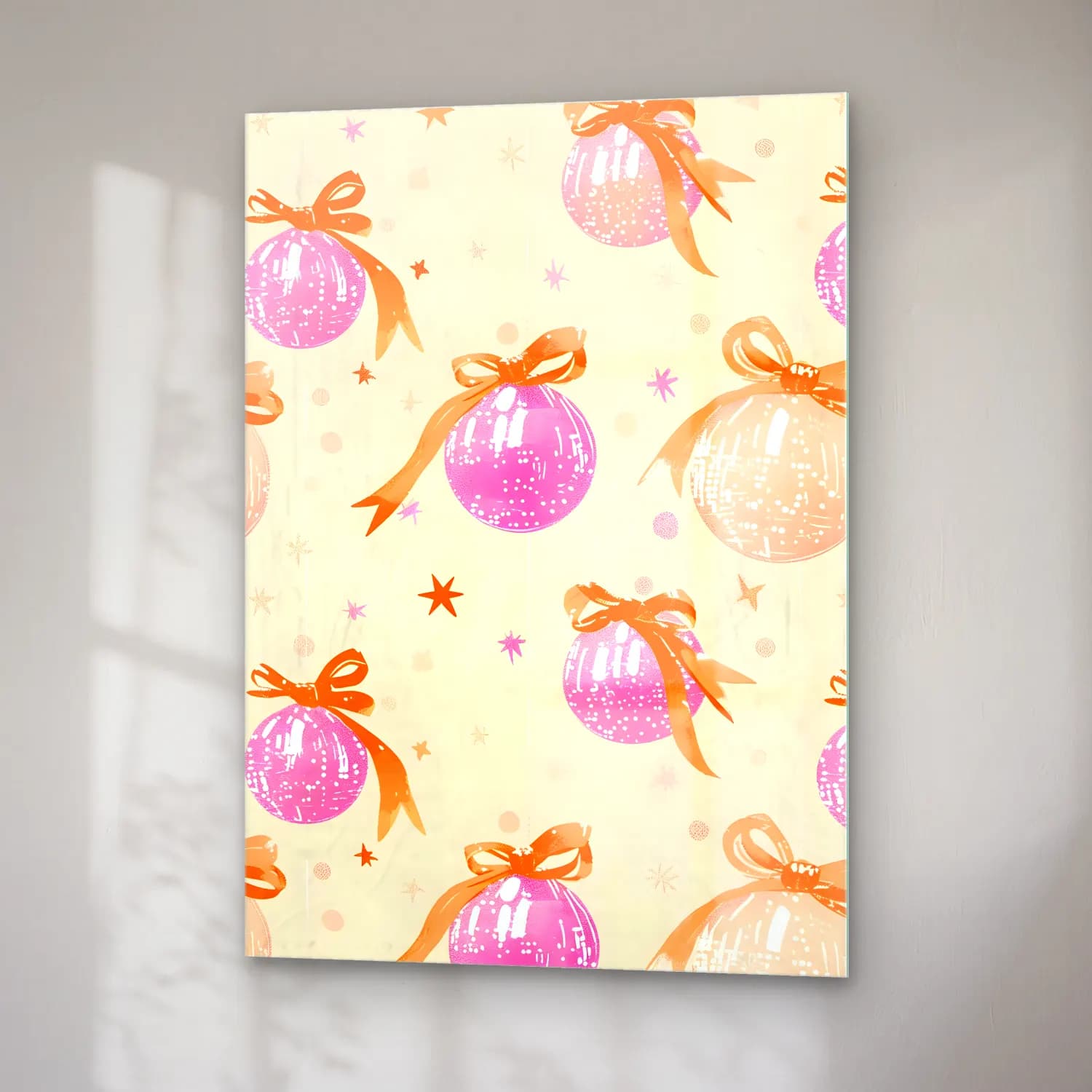 Pastel Yılbaşı Süsleri No. 18 cam tablo — sağ açıdan görünüm