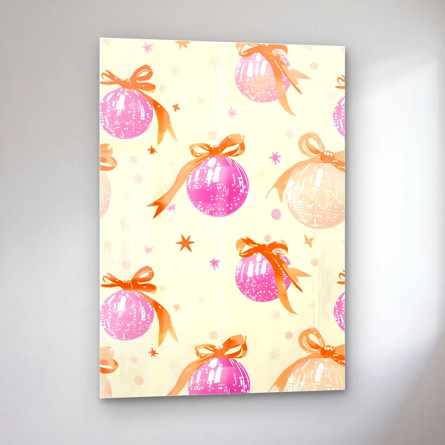 Pastel Yılbaşı Süsleri No. 18 cam tablo — sol açıdan görünüm