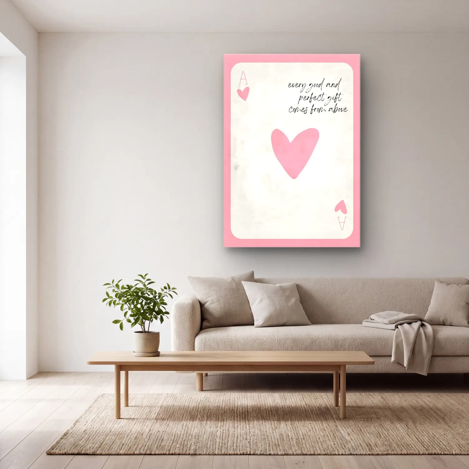 Pastel Söz Posteri No. 34 cam tablo — açık renk salonda