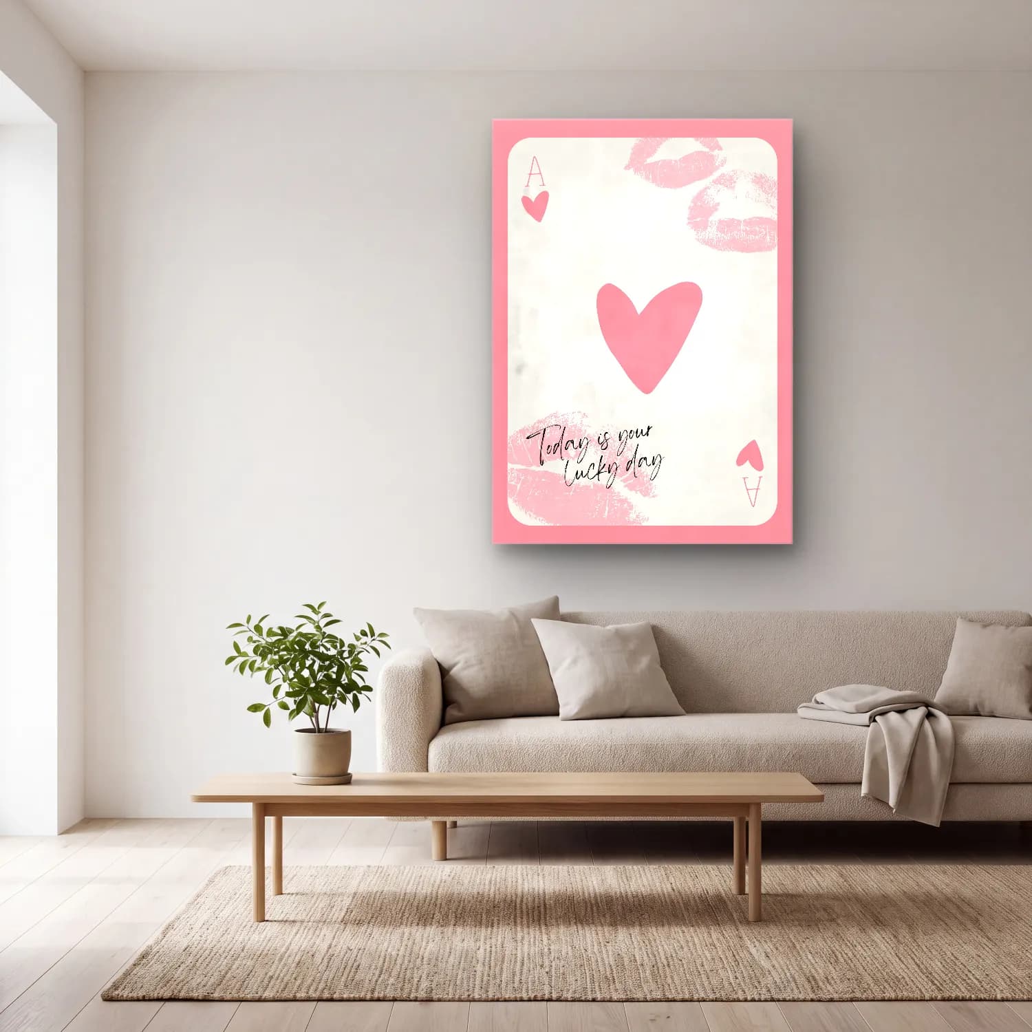 Pastel Söz Posteri No. 35 cam tablo — açık renk salonda