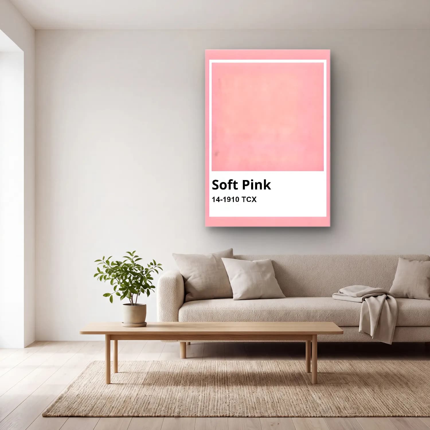 Pastel Renk Alanları No. 45 cam tablo — açık renk salonda