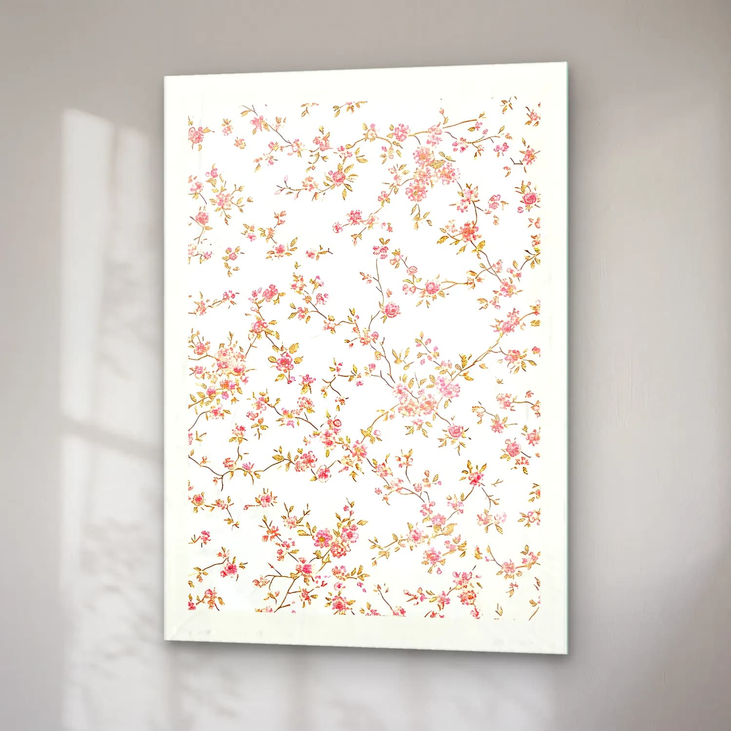 Pastel Çiçek Deseni No. 38 cam tablo — sağ açıdan görünüm