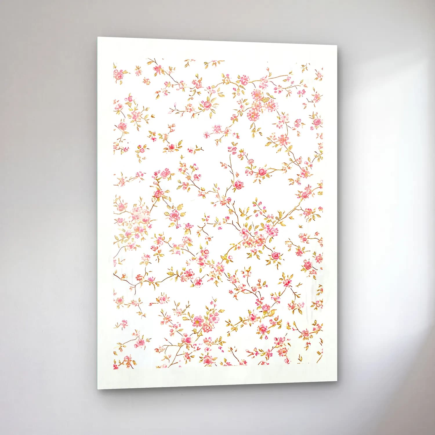 Pastel Çiçek Deseni No. 38 cam tablo — sol açıdan görünüm