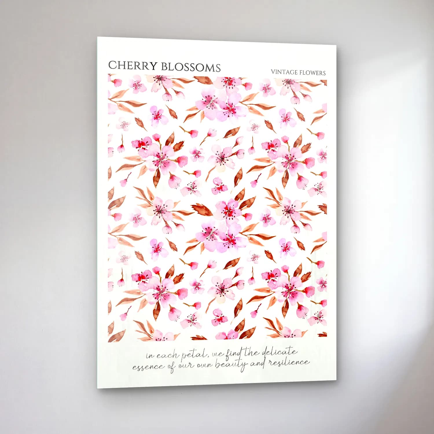 Pastel Çiçek Deseni No. 40 cam tablo — sol açıdan görünüm