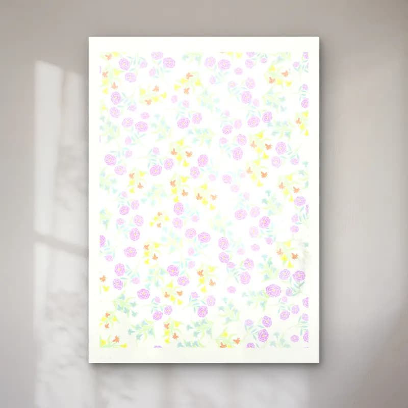 Pastel Çiçek Deseni No. 41 cam tablo — Pastel Çiçek Deseni No. 41 — pastel çiçek deseni
