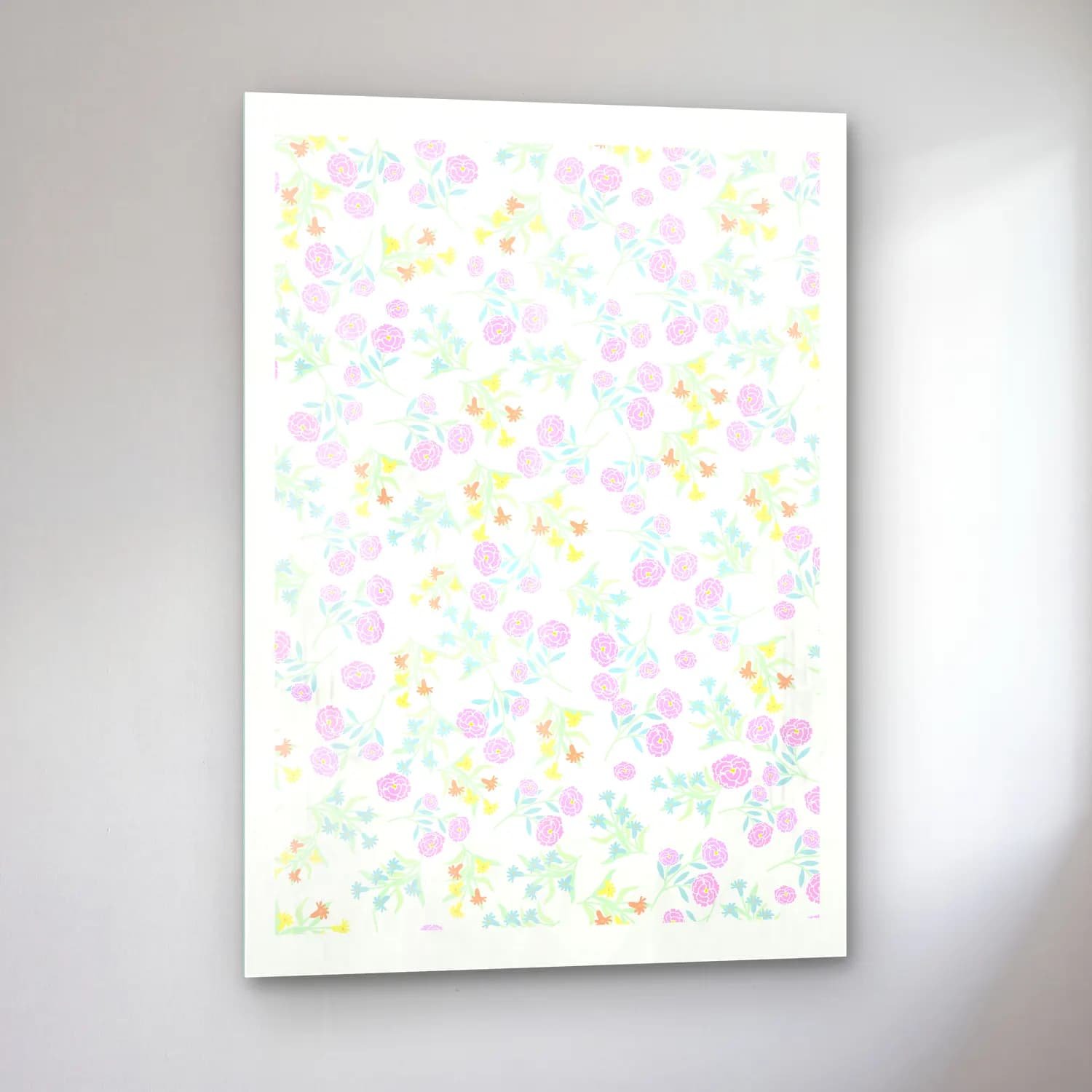 Pastel Çiçek Deseni No. 41 cam tablo — sol açıdan görünüm