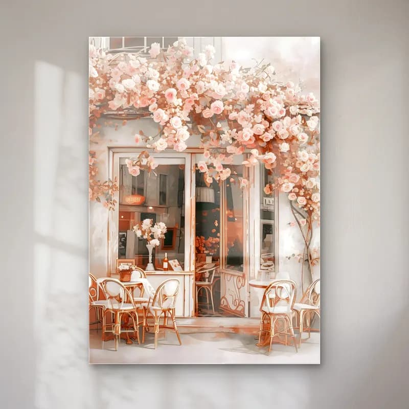 Pastel Kafeli Avrupa Sokağı No. 4 cam tablo — Pastel Kafeli Avrupa Sokağı No. 4 — pastel kafeli avrupa sokağı