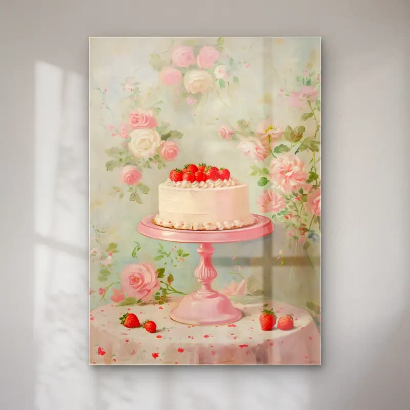Pastel Çilekler No. 3 cam tablo — Pastel Çilekler No. 3 — pastel çilekler