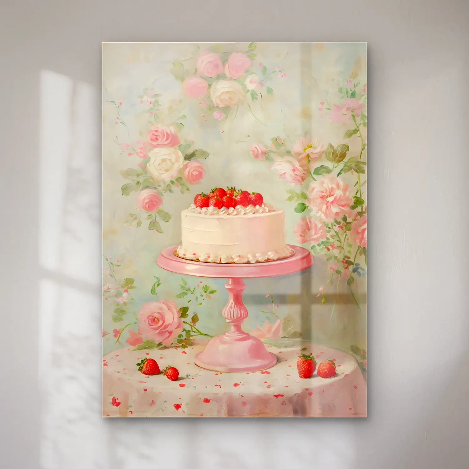 Pastel Çilekler No. 3 cam tablo — Pastel Çilekler No. 3 — pastel çilekler