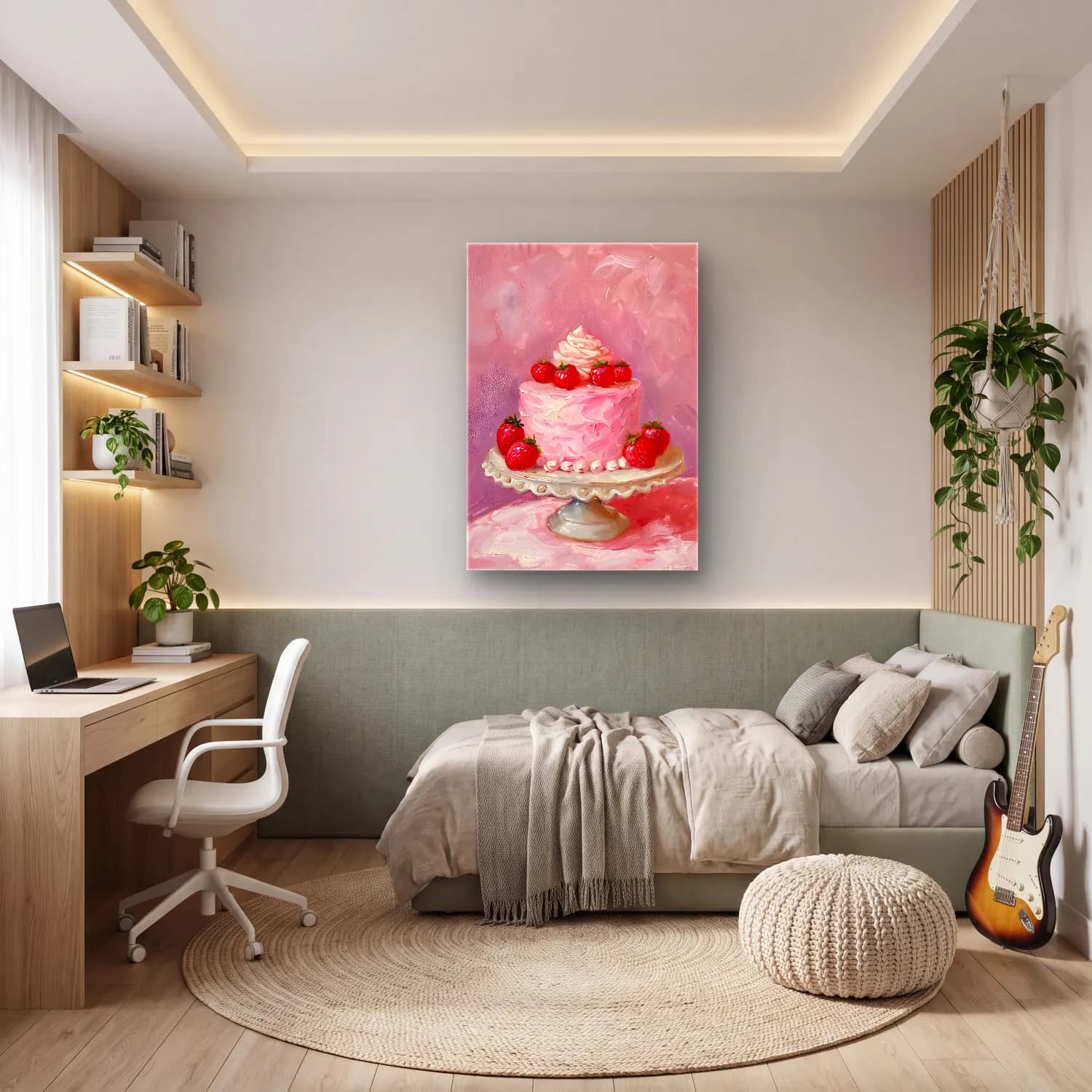 Yağlı Boya Tatlılar No. 7 cam tablo — genç odasında