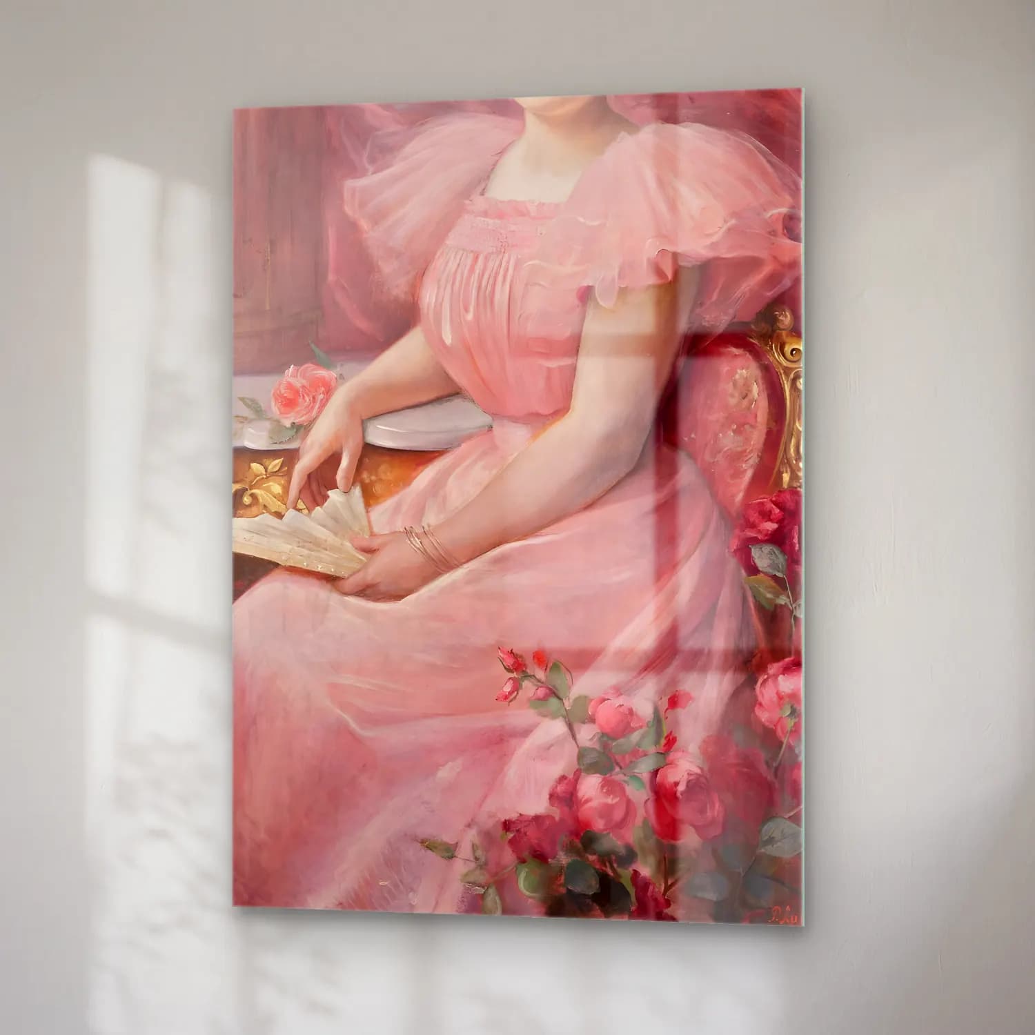Pastel Kitap Okuyan Kadın No. 15 cam tablo — sağ açıdan görünüm