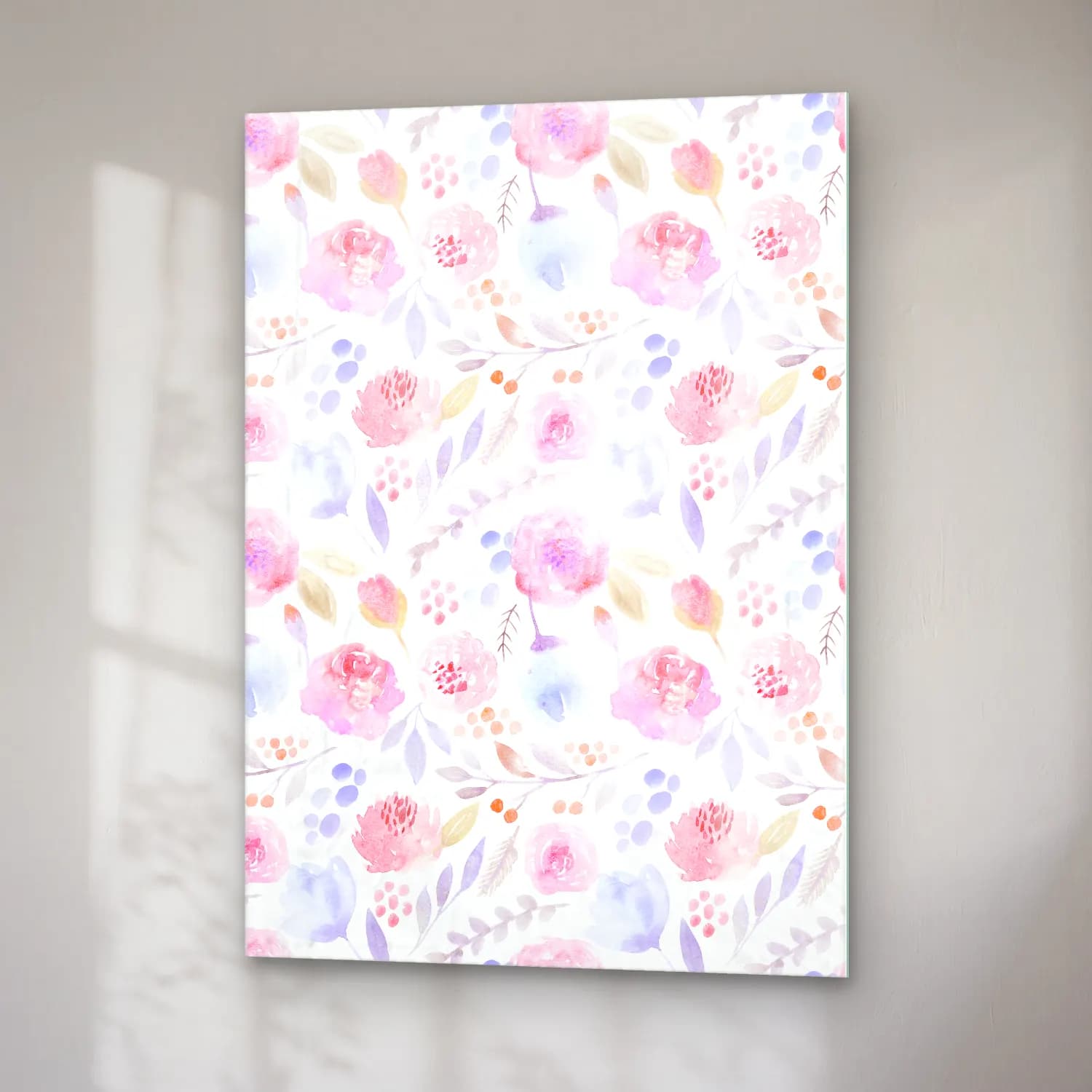 Pastel Çiçek Deseni No. 42 cam tablo — sağ açıdan görünüm