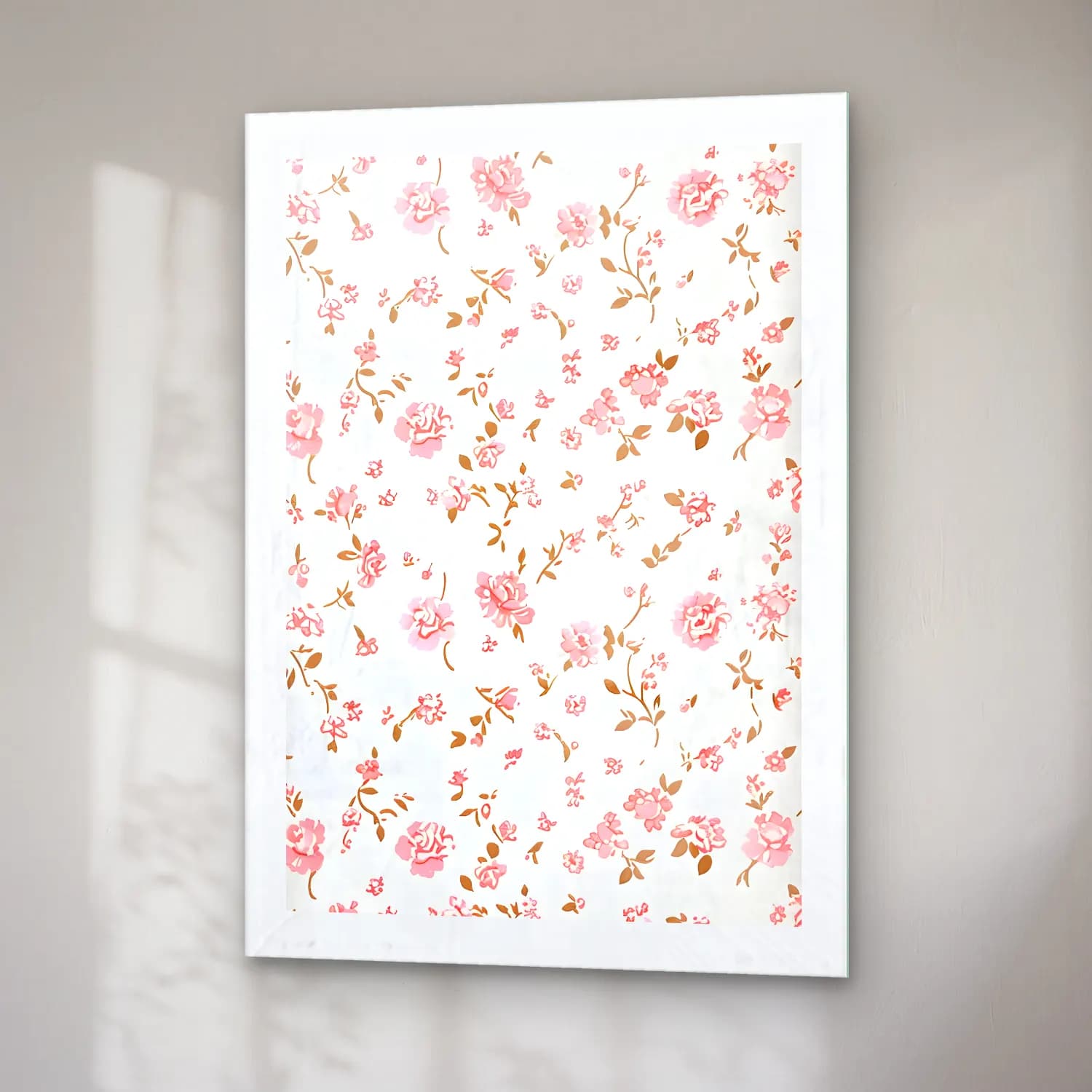 Pastel Çiçek Deseni No. 44 cam tablo — sağ açıdan görünüm