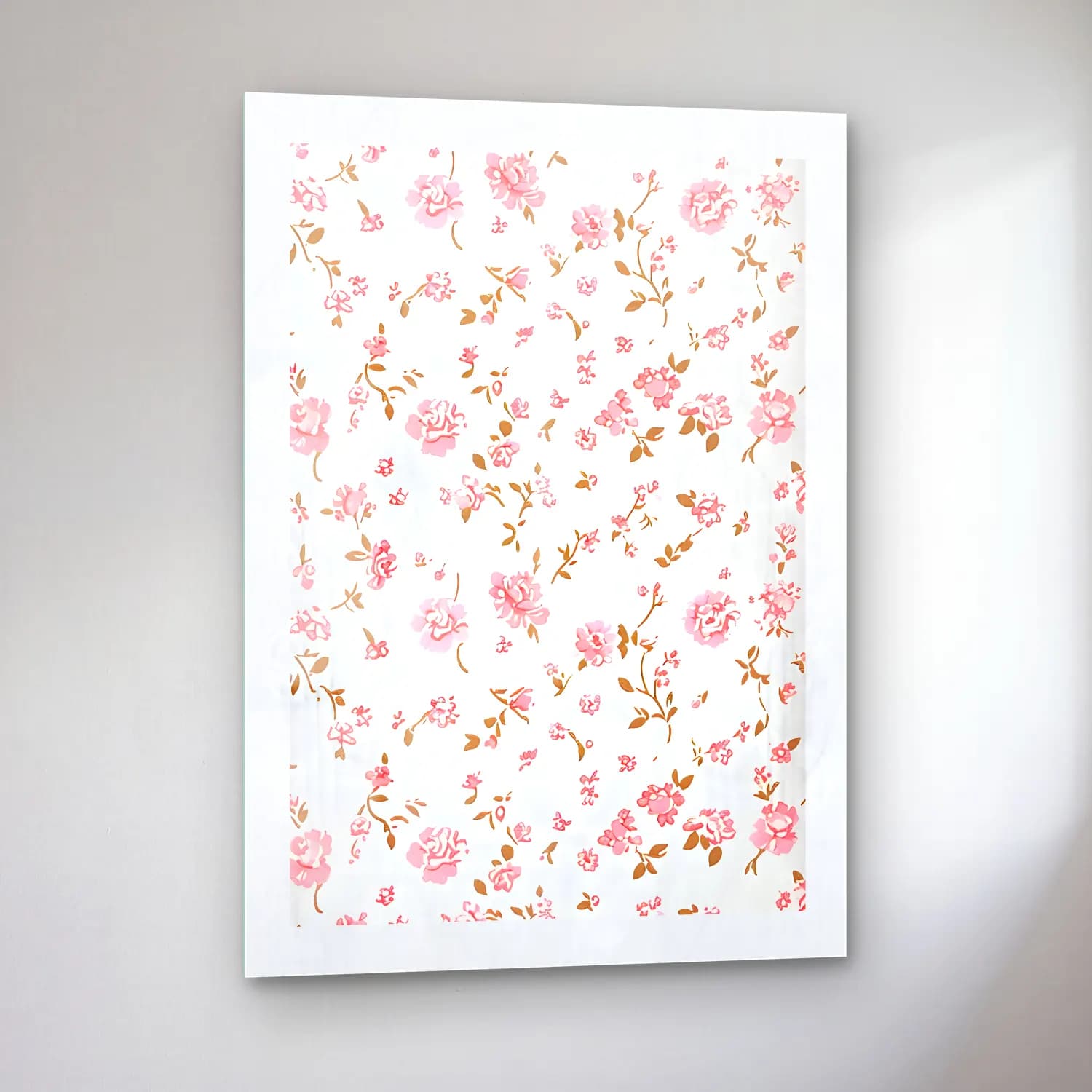 Pastel Çiçek Deseni No. 44 cam tablo — sol açıdan görünüm