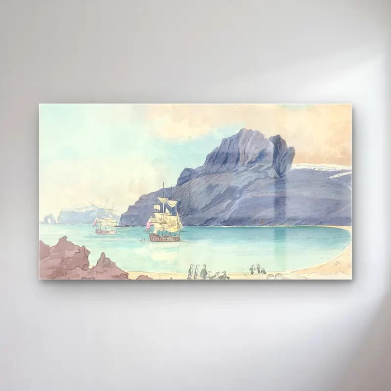 Charles Hamilton Smith – Christmas Harbour, Kerguelen Land cam tablo — Charles Hamilton Smith – Christmas Harbour, Kerguelen Land — vintage liman ve tekneler