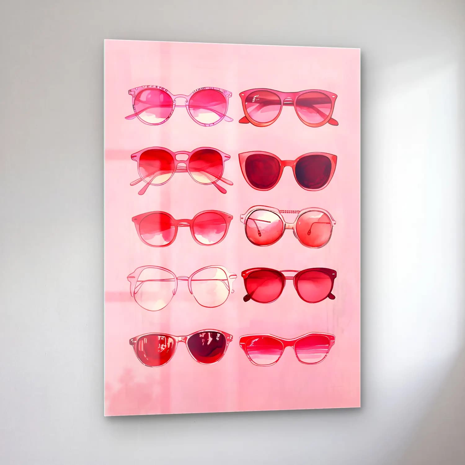 Pastel Güller No. 6 cam tablo — sol açıdan görünüm
