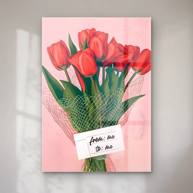 Pastel Laleler – Kırmızı Tonlar cam tablo — Pastel Laleler – Kırmızı Tonlar — pastel laleler