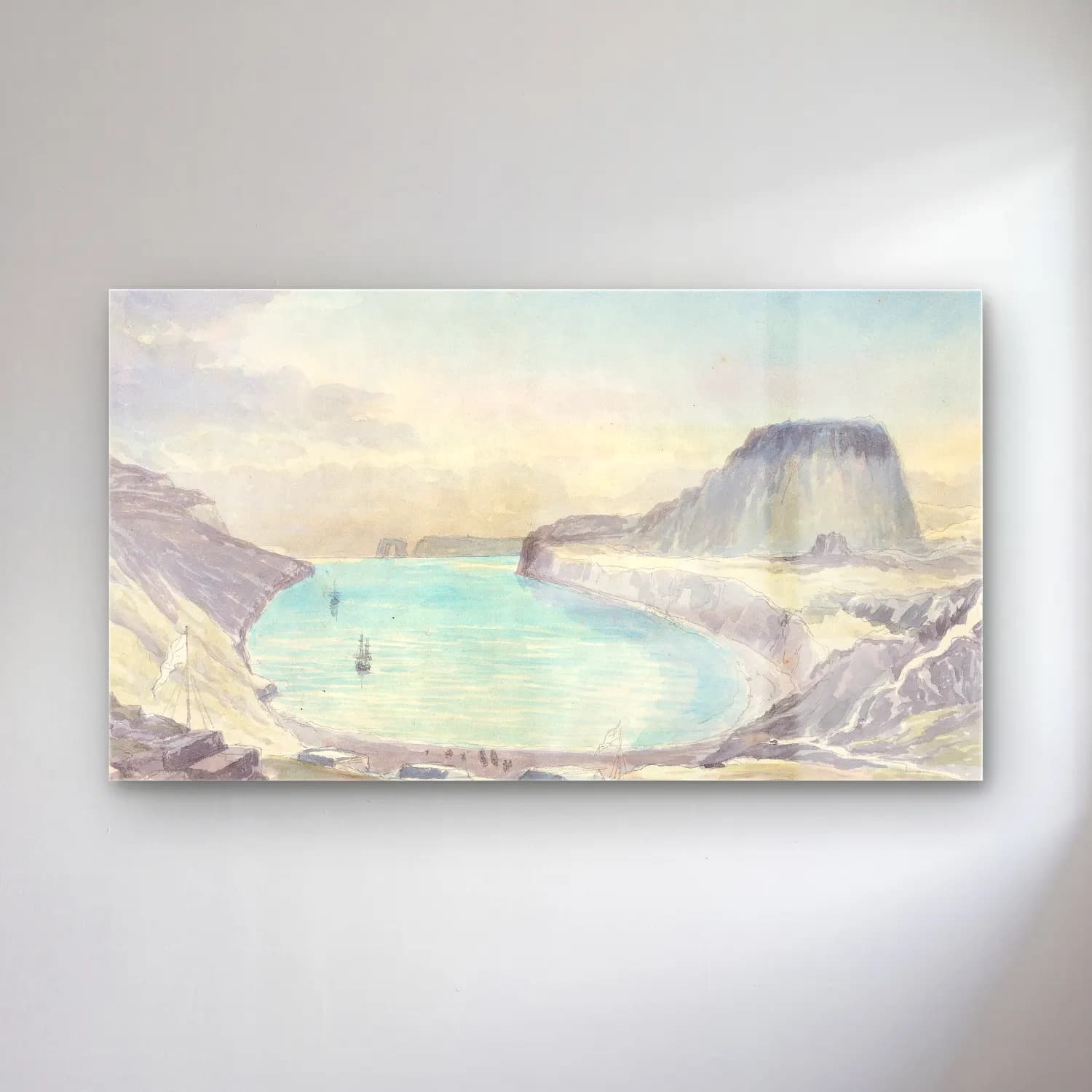 Charles Hamilton Smith – Christmas Harbour, Kerguelen’s Land cam tablo — Charles Hamilton Smith – Christmas Harbour, Kerguelen’s Land — suluboya liman ve tekneler