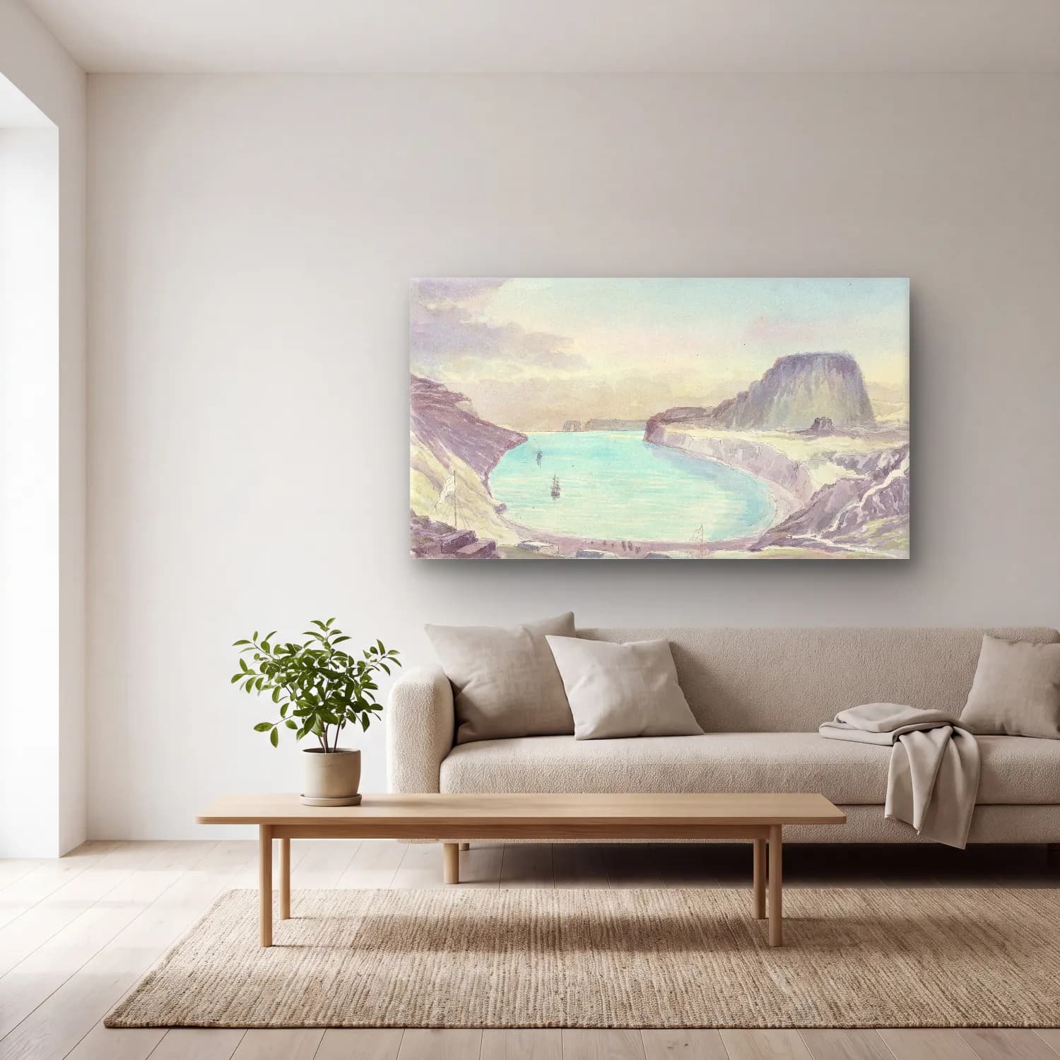 Charles Hamilton Smith – Christmas Harbour, Kerguelen’s Land cam tablo — açık renk salonda