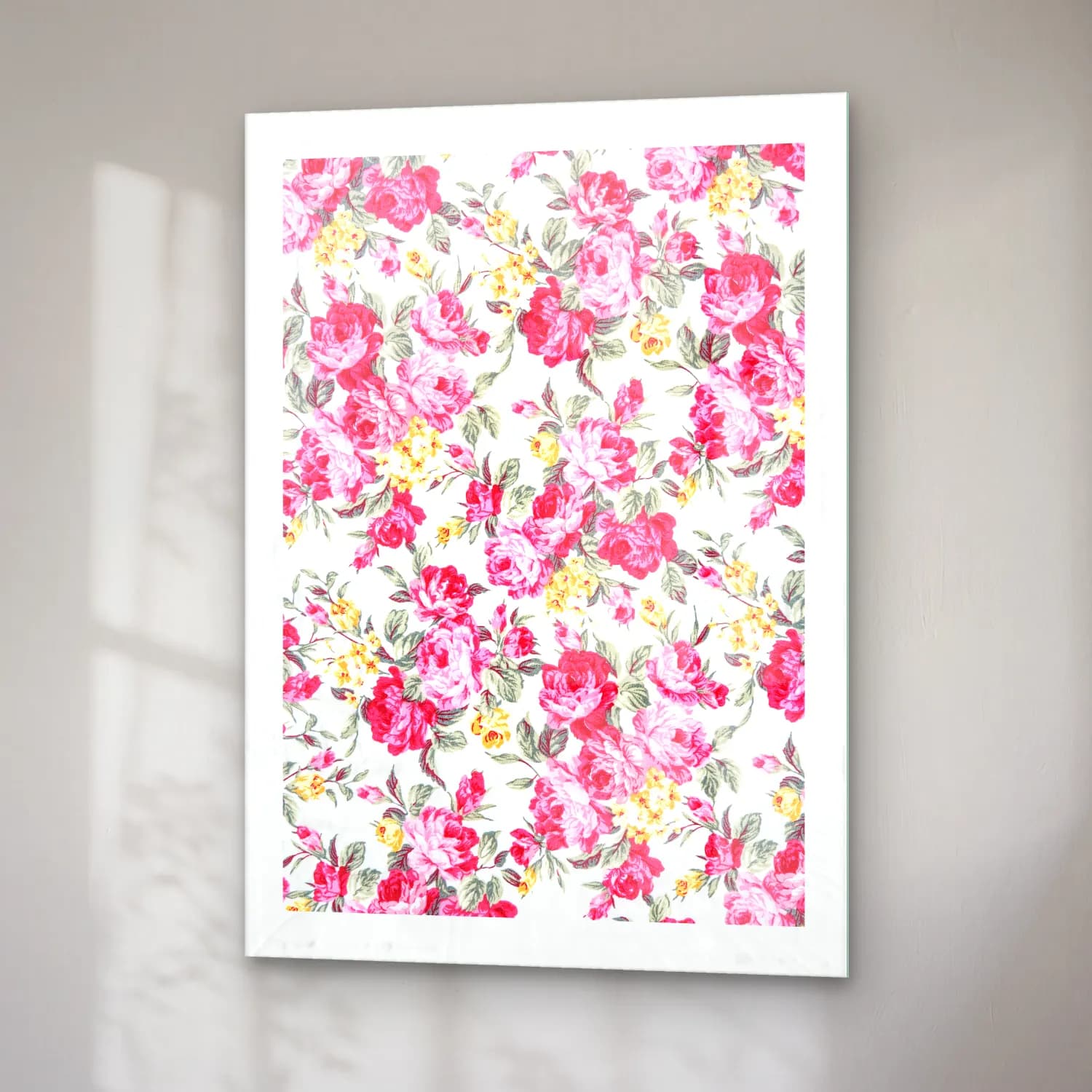 Pastel Çiçek Deseni No. 46 cam tablo — sağ açıdan görünüm