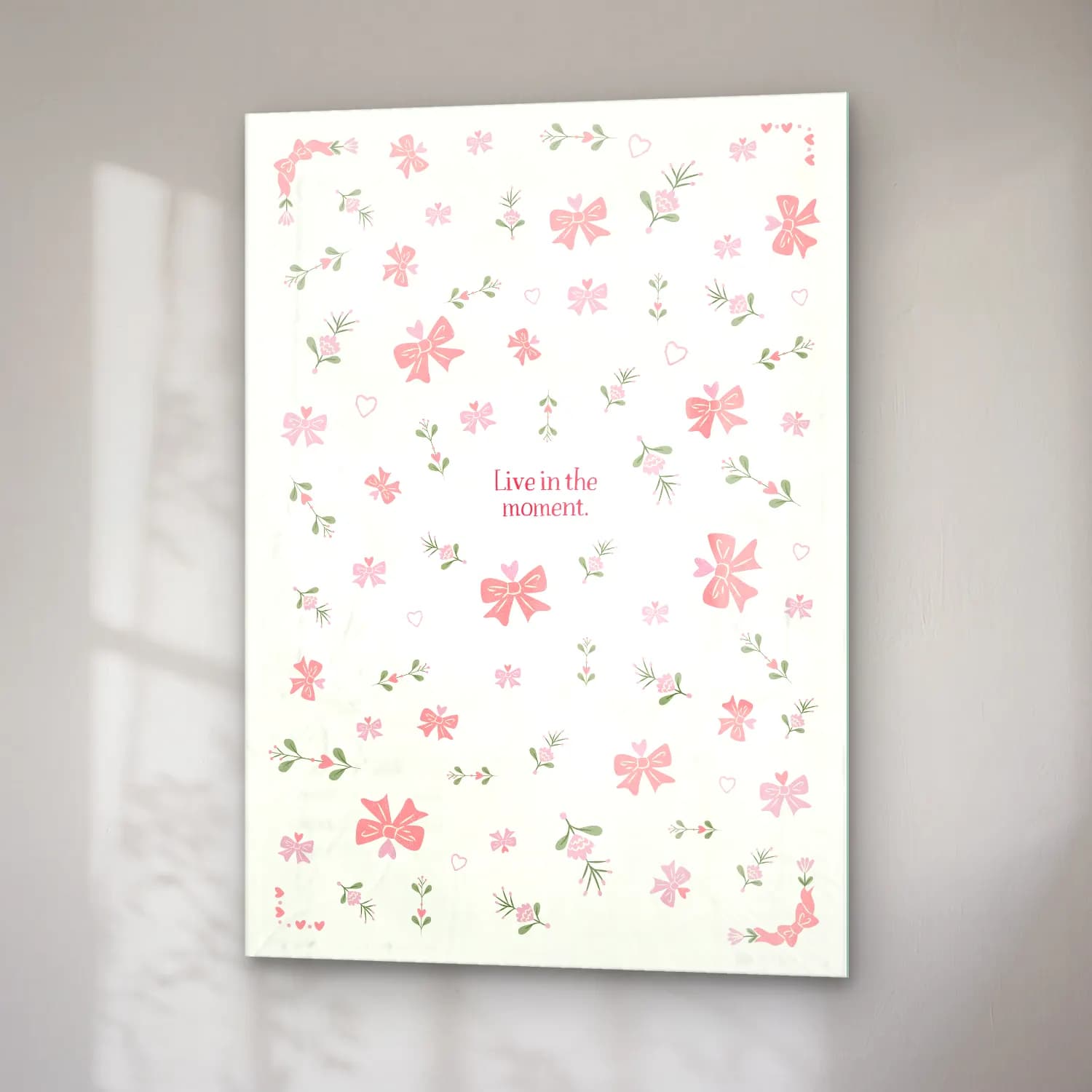 Pastel Fiyonk No. 18 cam tablo — sağ açıdan görünüm