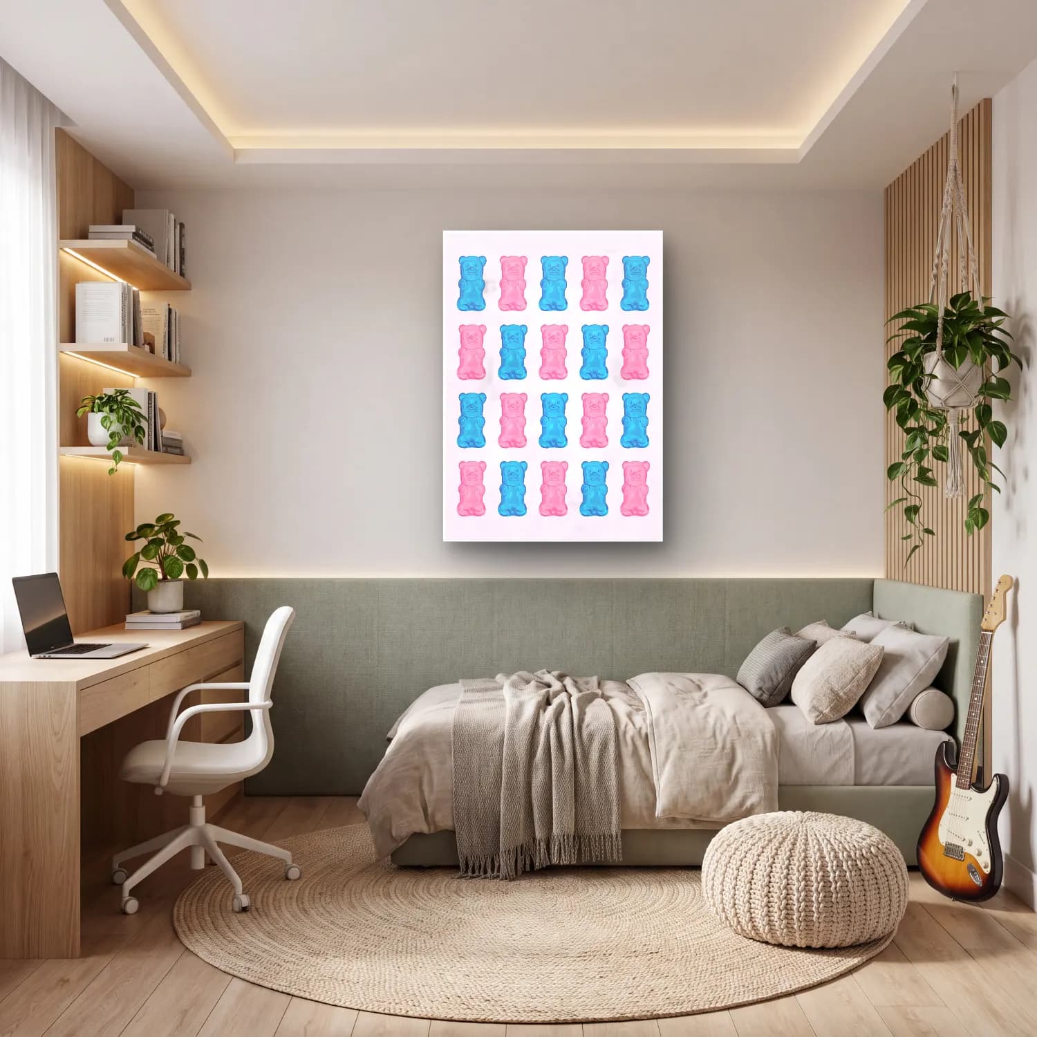 Pastel Oyuncak Ayı No. 4 cam tablo — genç odasında