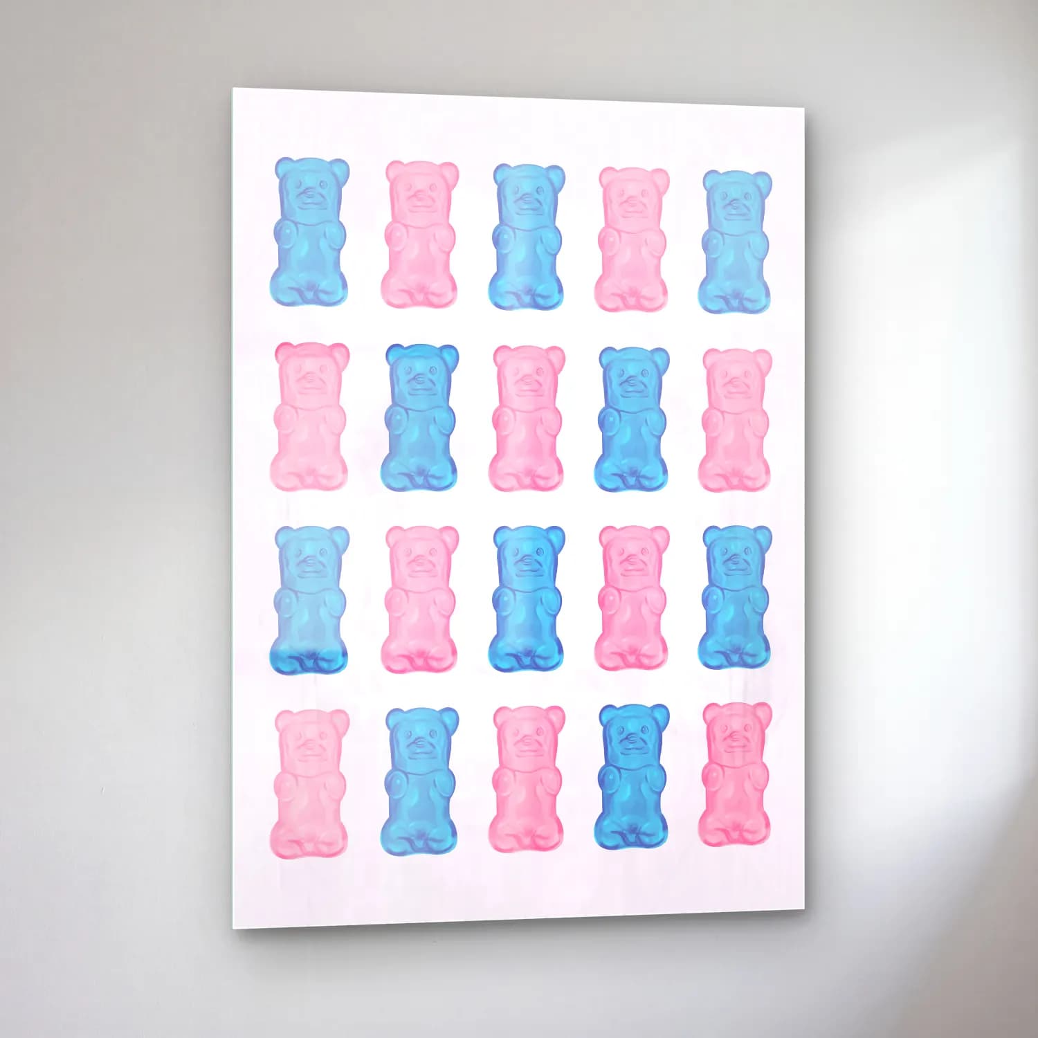 Pastel Oyuncak Ayı No. 4 cam tablo — sol açıdan görünüm