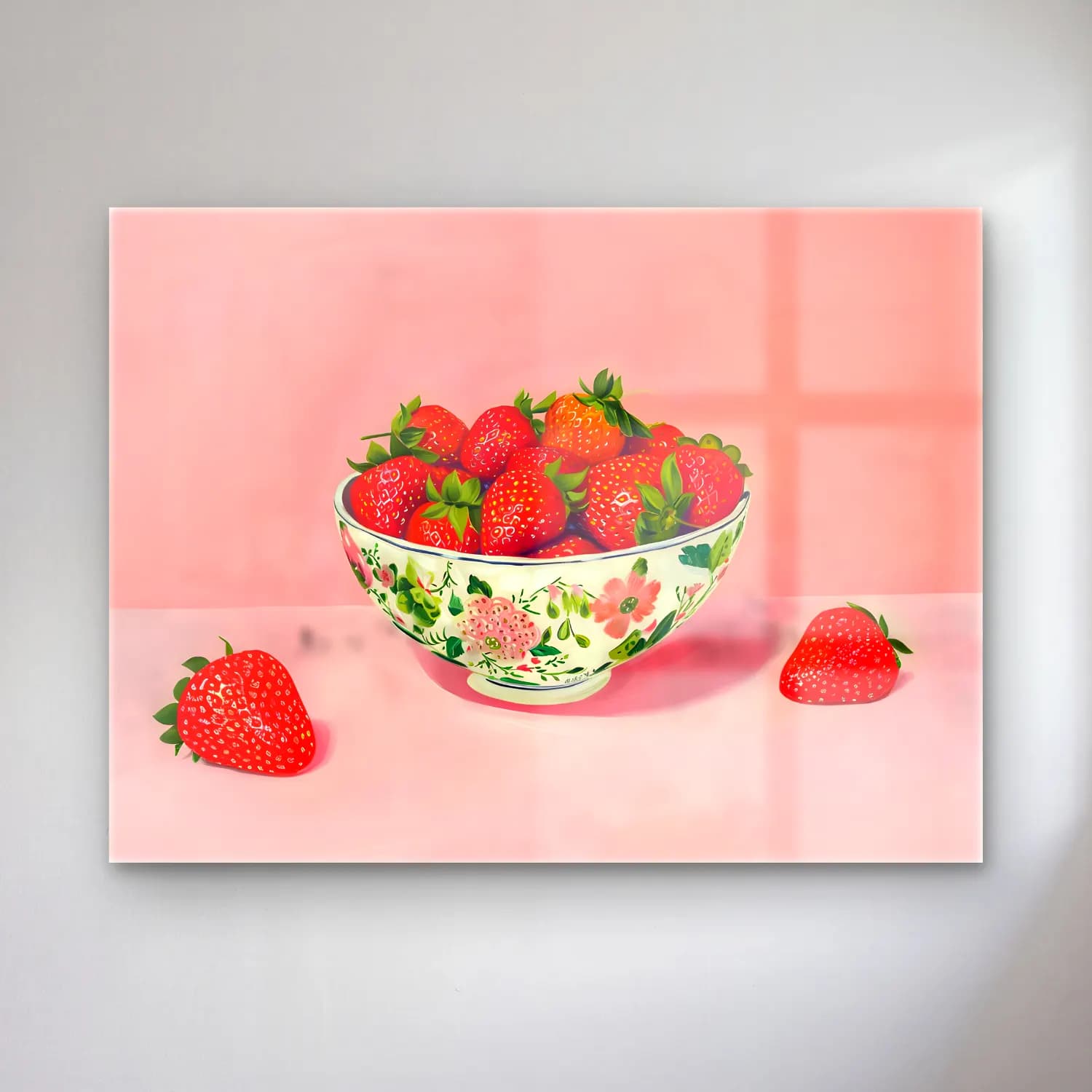 Pastel Çilekler No. 4 cam tablo — Pastel Çilekler No. 4 — pastel çilekler