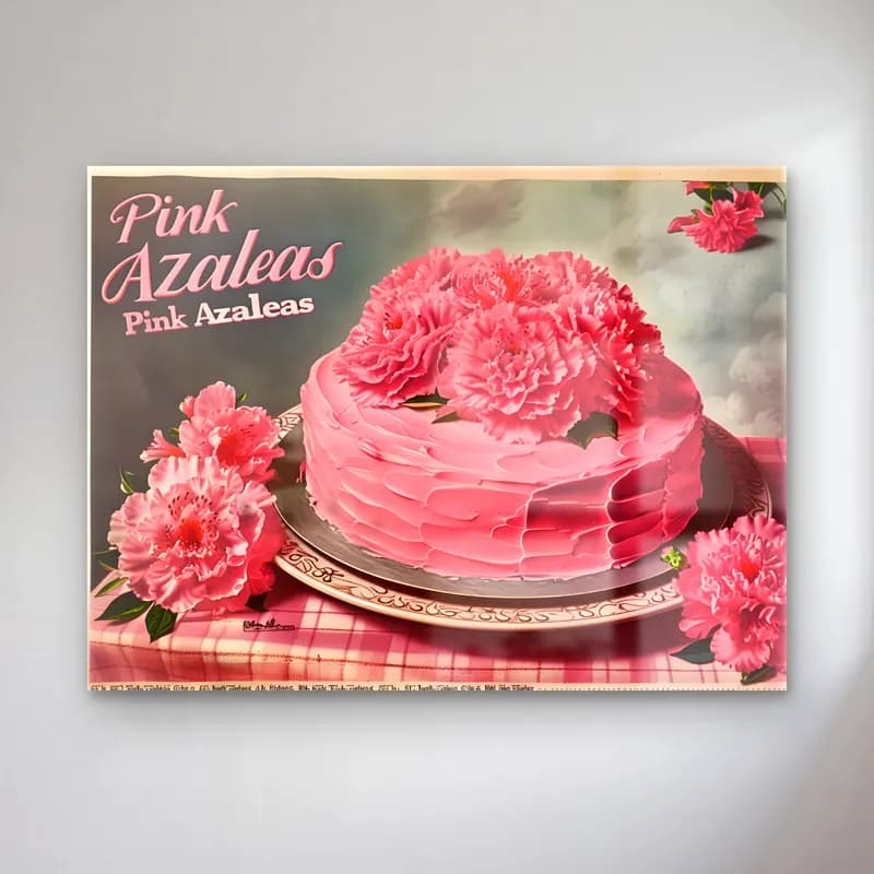 Vintage Poster Pembe Şakayıklar cam tablo — Vintage Poster Pembe Şakayıklar — vintage poster pembe şakayıklar