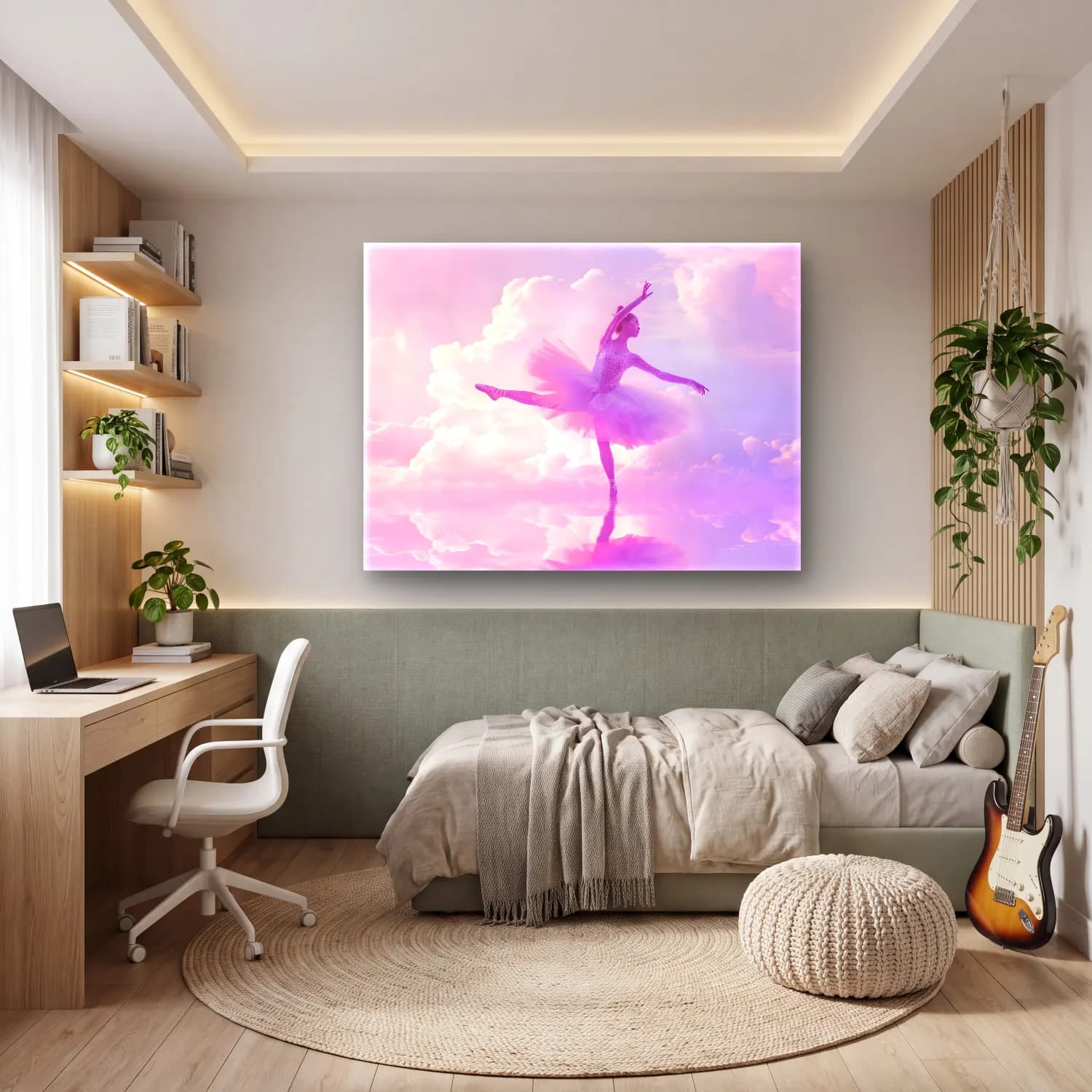 Pastel Balerin – Pembe Tonlar cam tablo — genç odasında