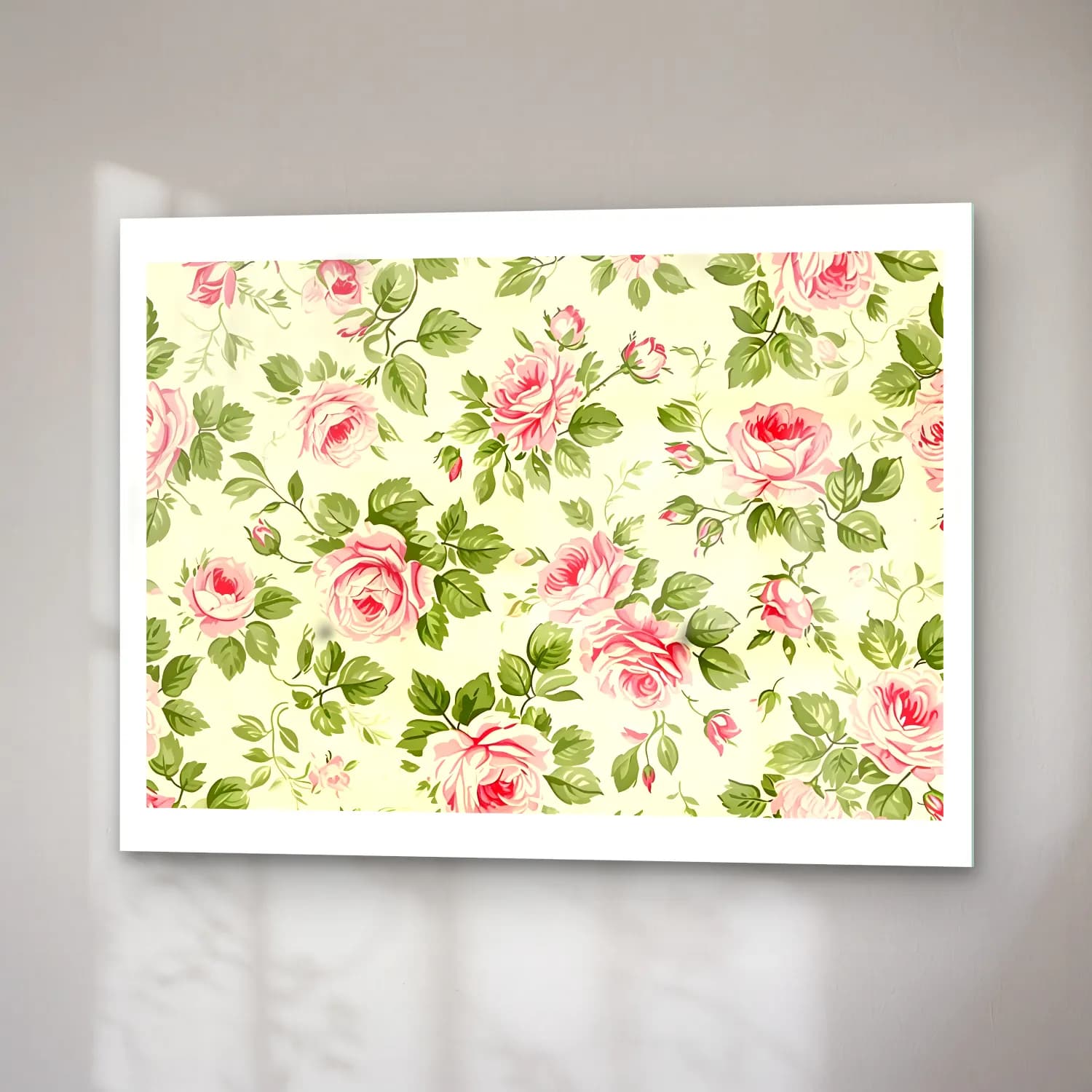 Pastel Çiçek Deseni No. 47 cam tablo — sağ açıdan görünüm