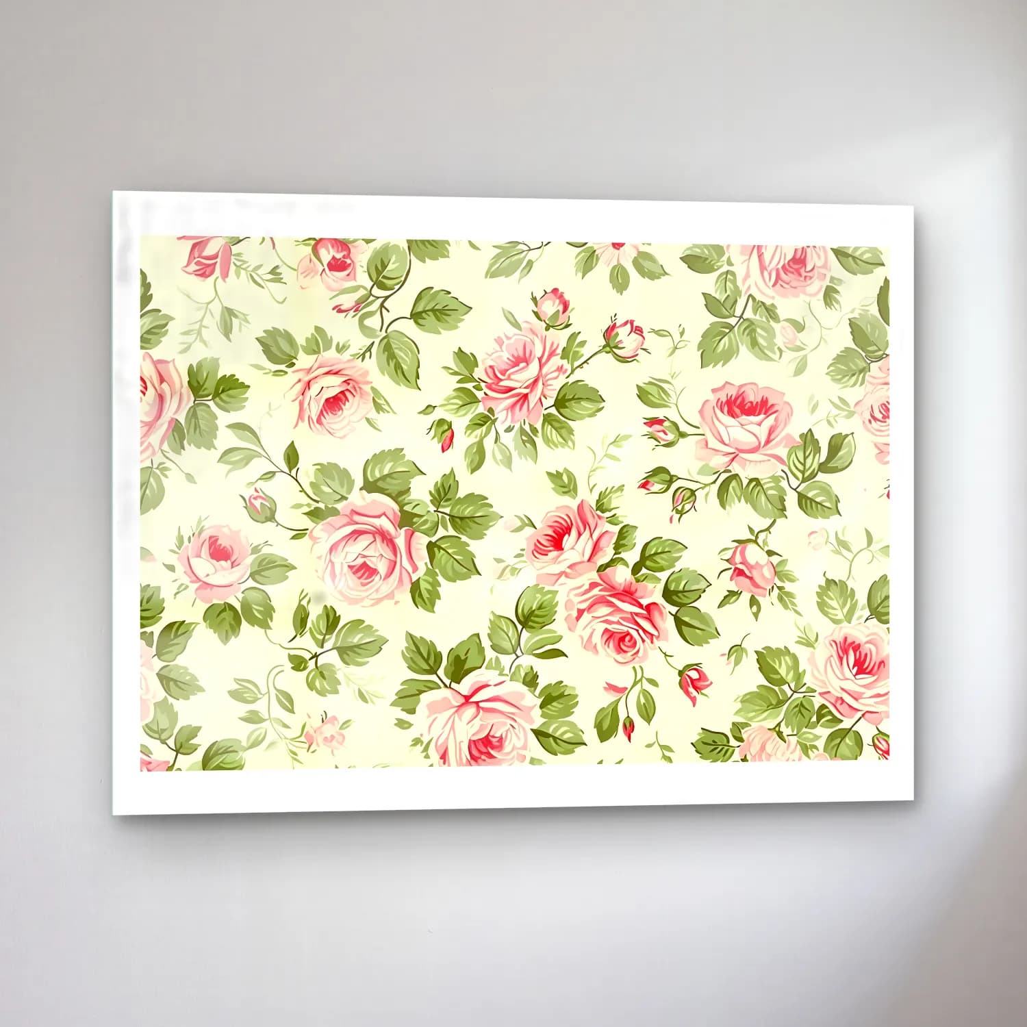Pastel Çiçek Deseni No. 47 cam tablo — sol açıdan görünüm