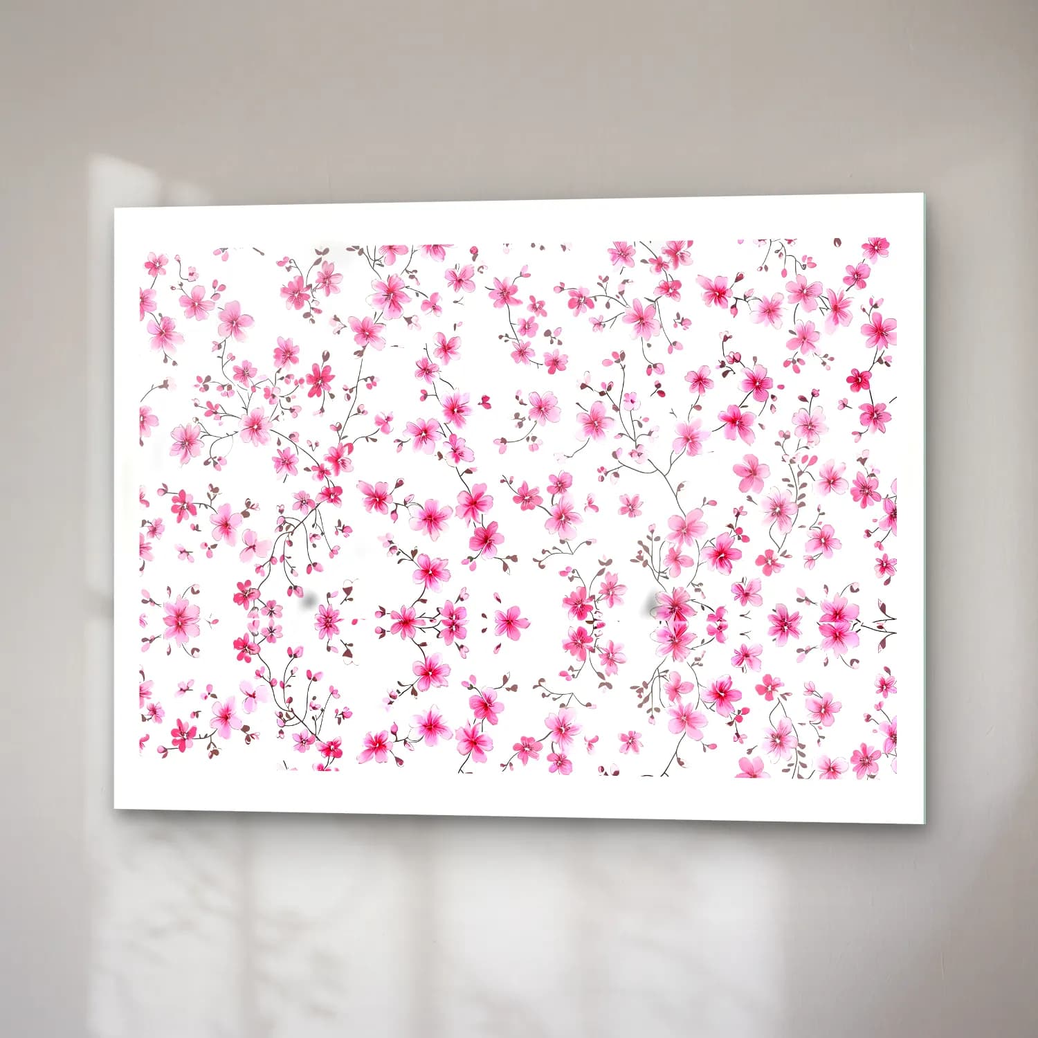 Pastel Çiçek Deseni No. 49 cam tablo — sağ açıdan görünüm