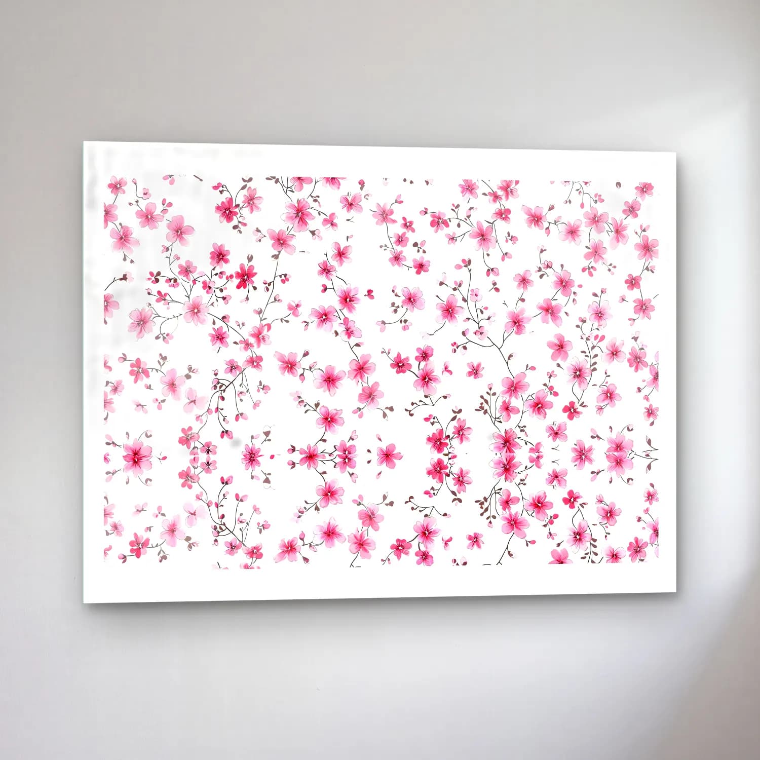 Pastel Çiçek Deseni No. 49 cam tablo — sol açıdan görünüm