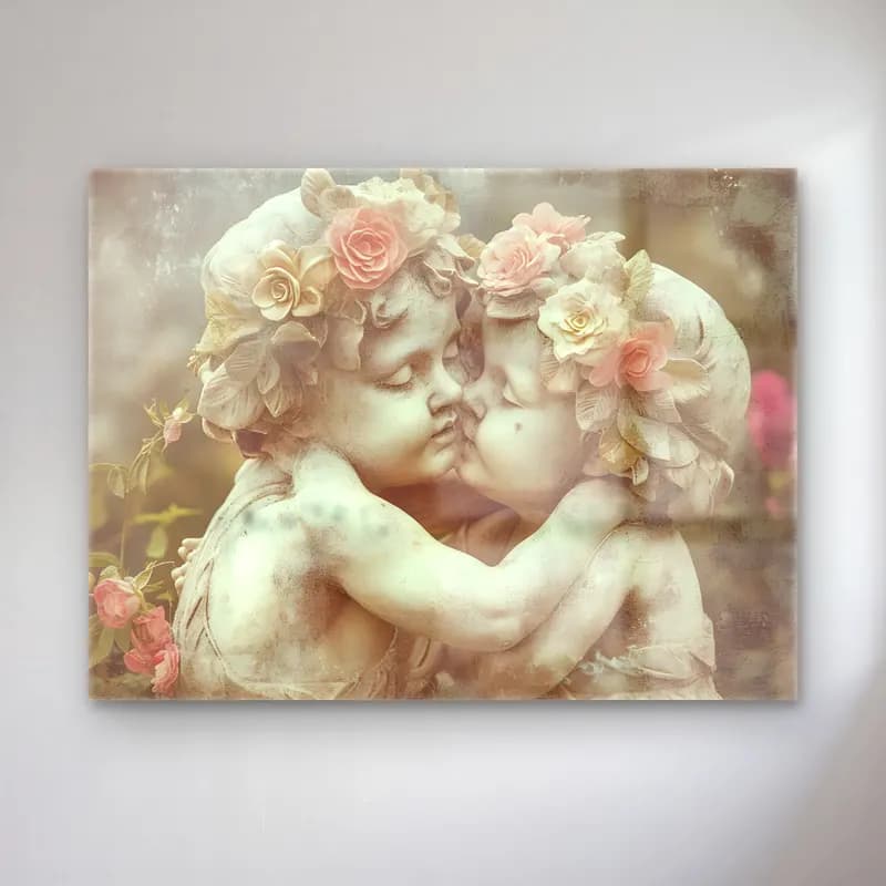 Pastel Anne ve Çocuk – Bej Tonlar cam tablo — Pastel Anne ve Çocuk – Bej Tonlar — pastel anne ve çocuk