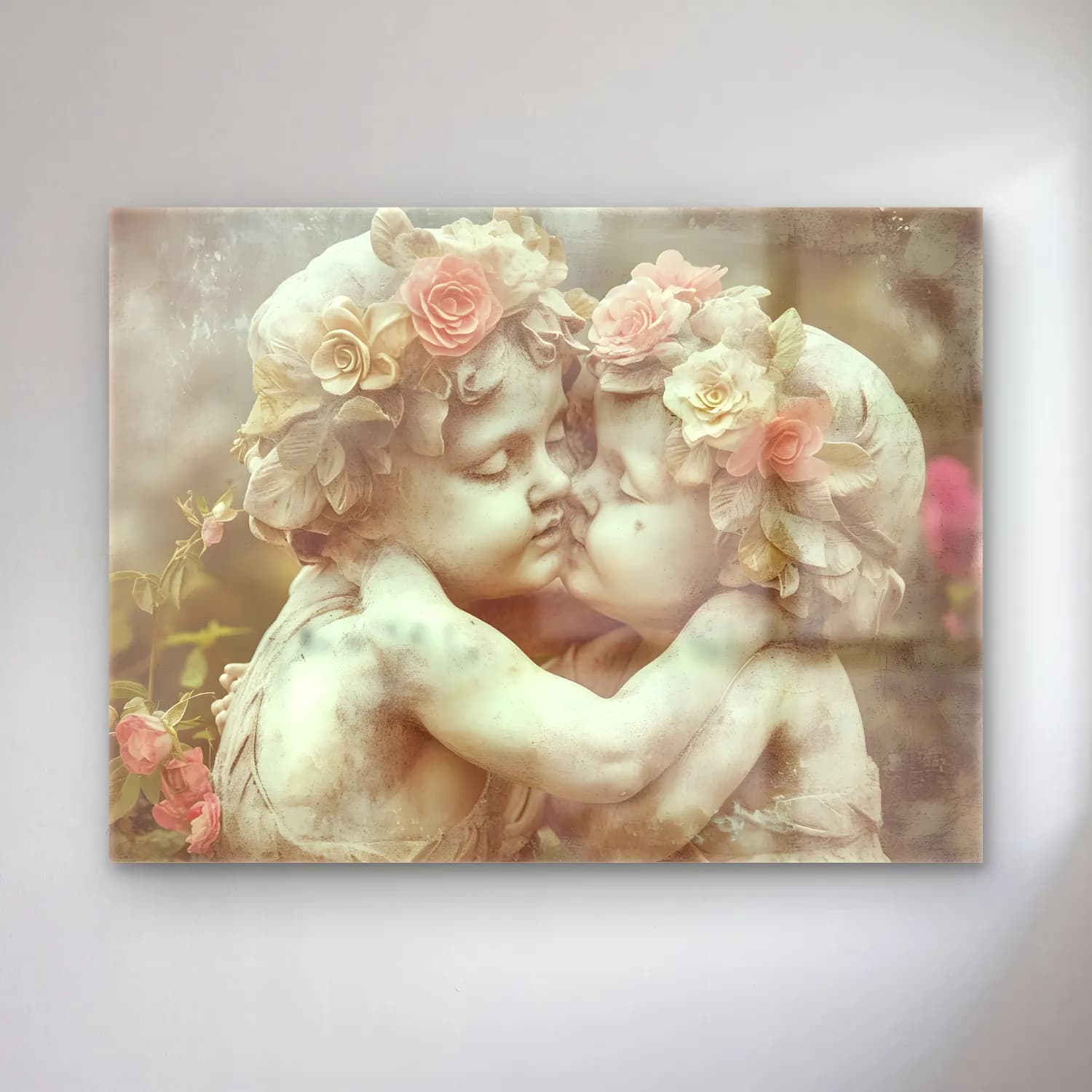 Pastel Anne ve Çocuk – Bej Tonlar cam tablo — Pastel Anne ve Çocuk – Bej Tonlar — pastel anne ve çocuk