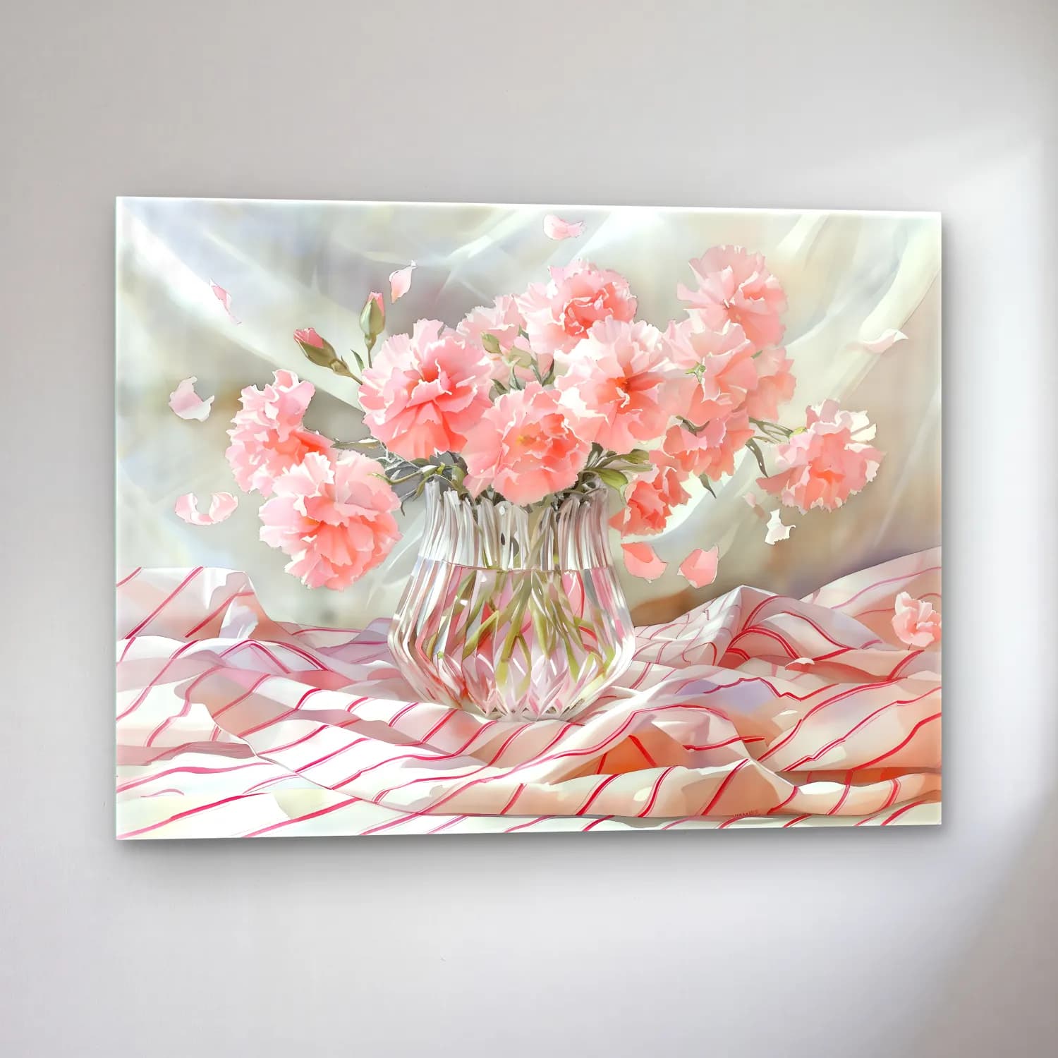 Pastel Vazoda Çiçek Buketi No. 3 cam tablo — sol açıdan görünüm